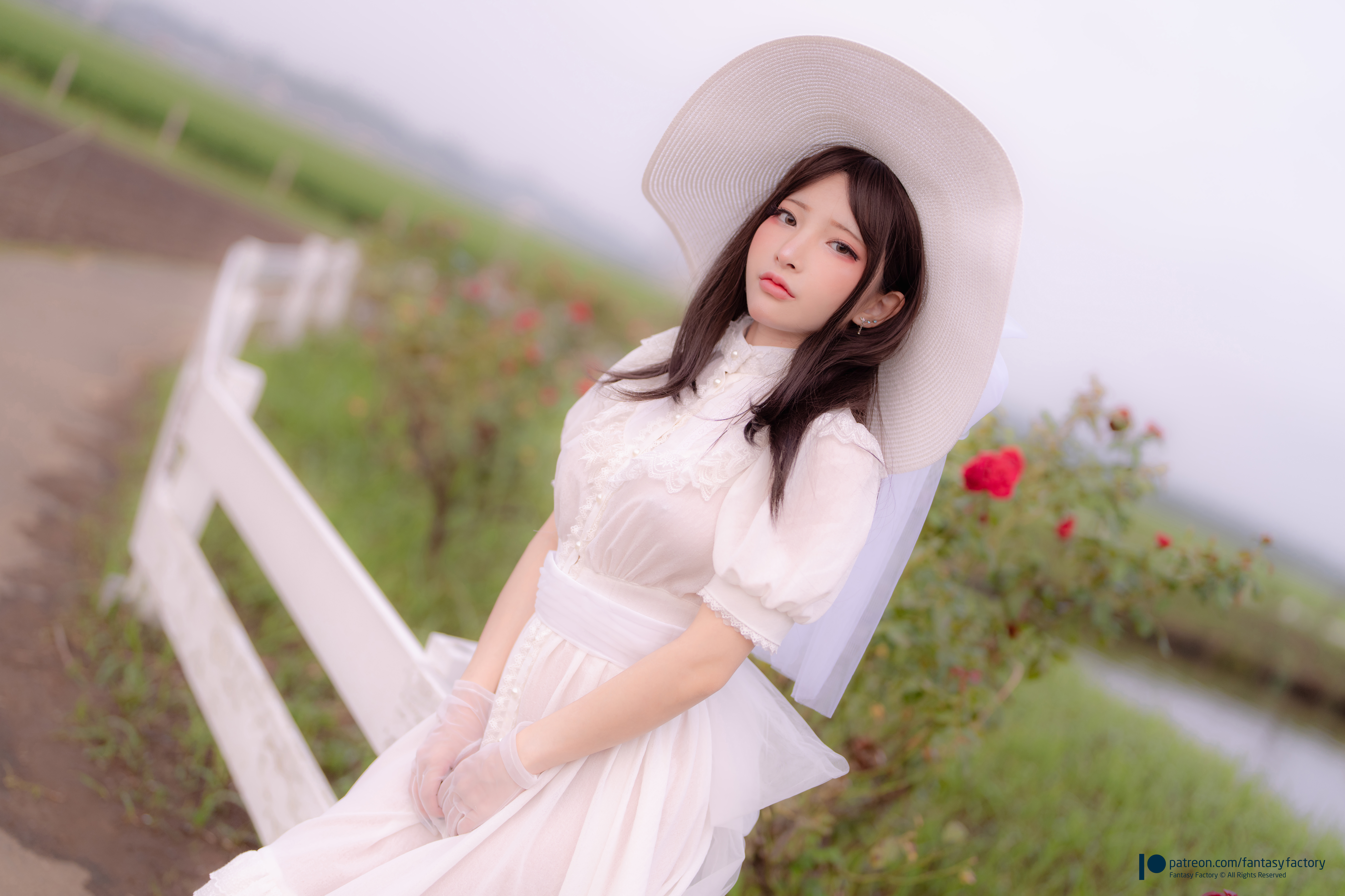 Women Model Asian Women Outdoors Women With Hats Dress White Clothing 8640x5760
