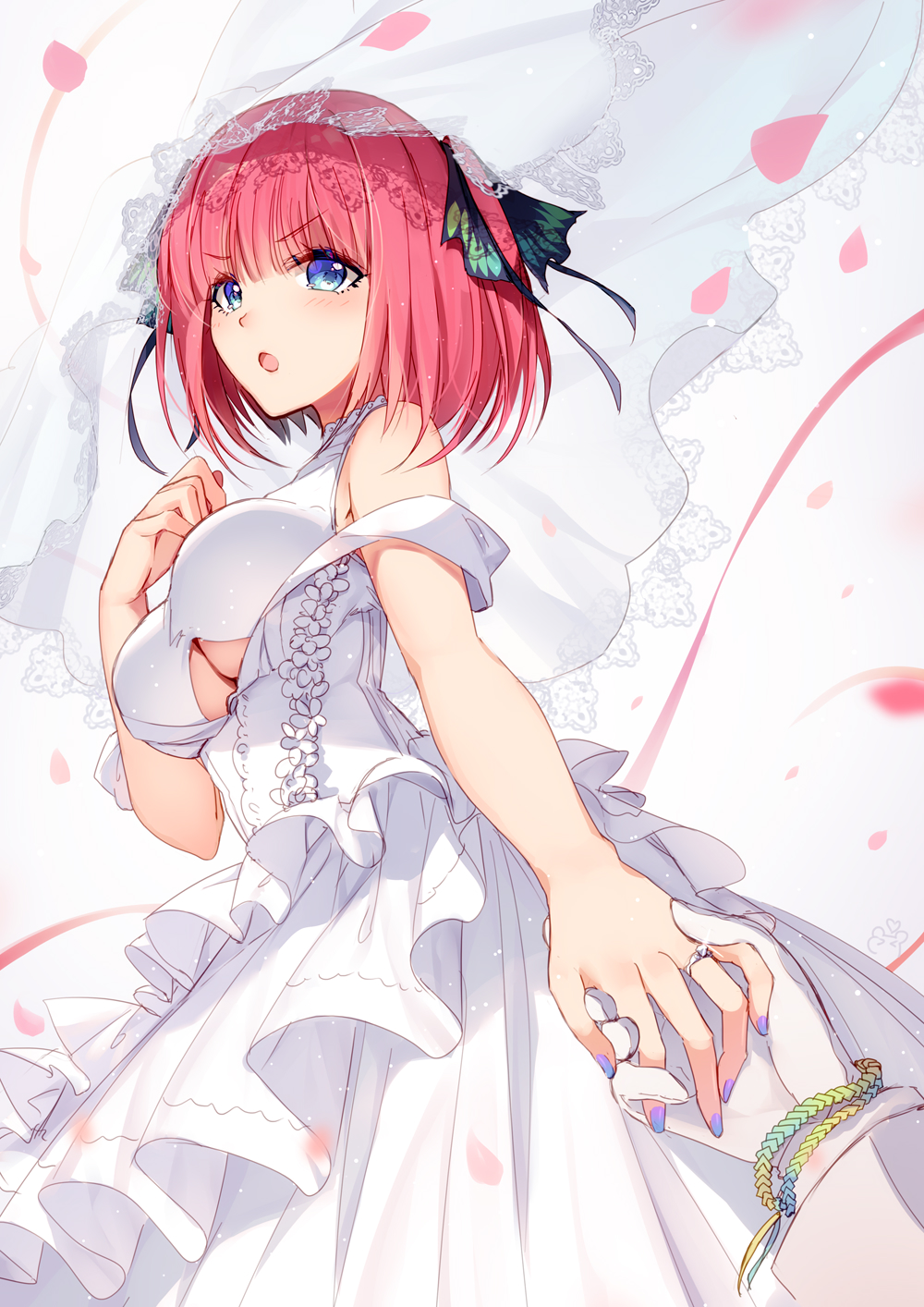 Anime Anime Girls 5 Toubun No Hanayome Nakano Nino Short Hair Pink Hair Solo Artwork Digital Art Fan 1000x1414