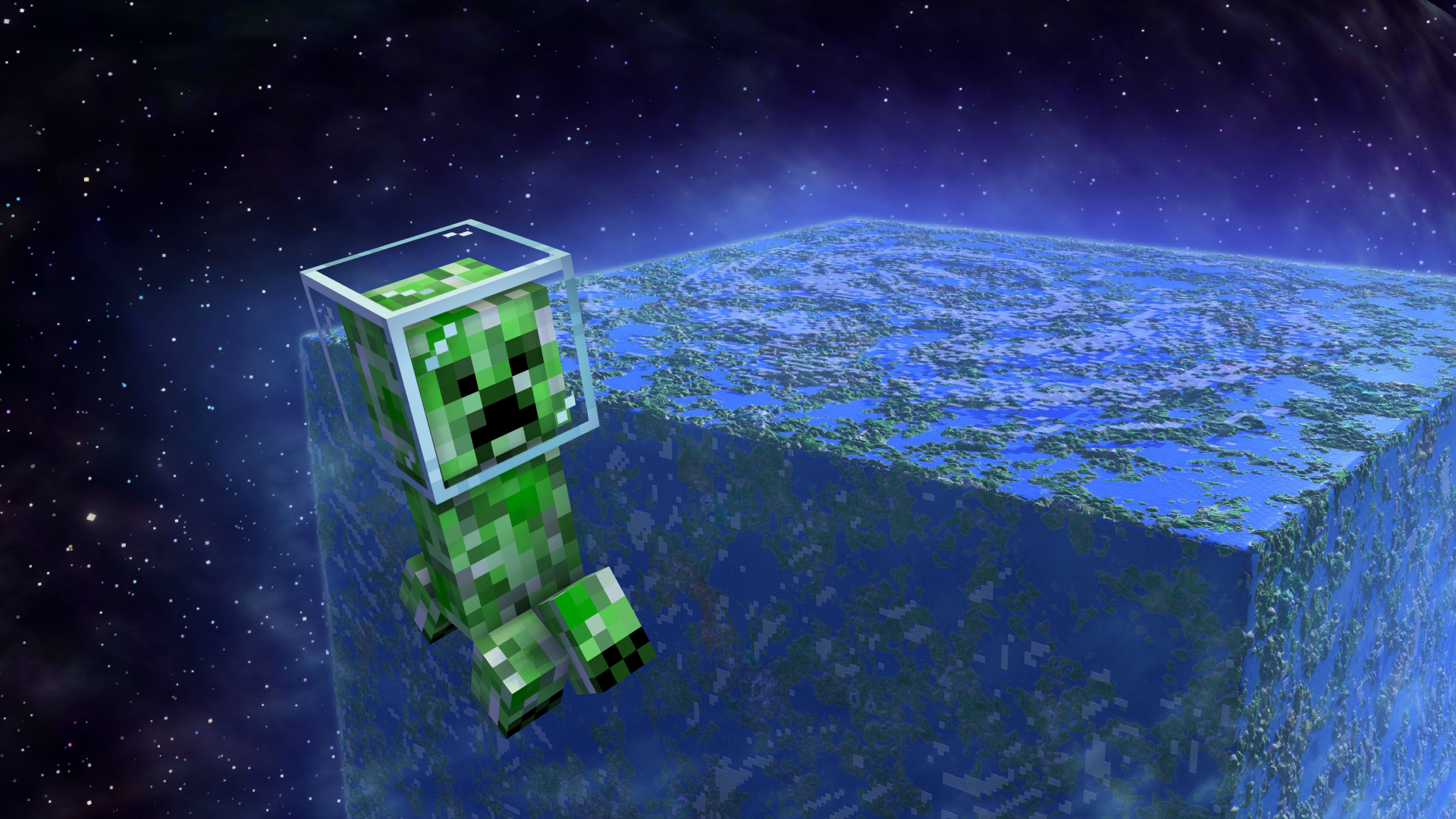 Minecraft Creeper Earth Fly Pixel Art 1920x1080