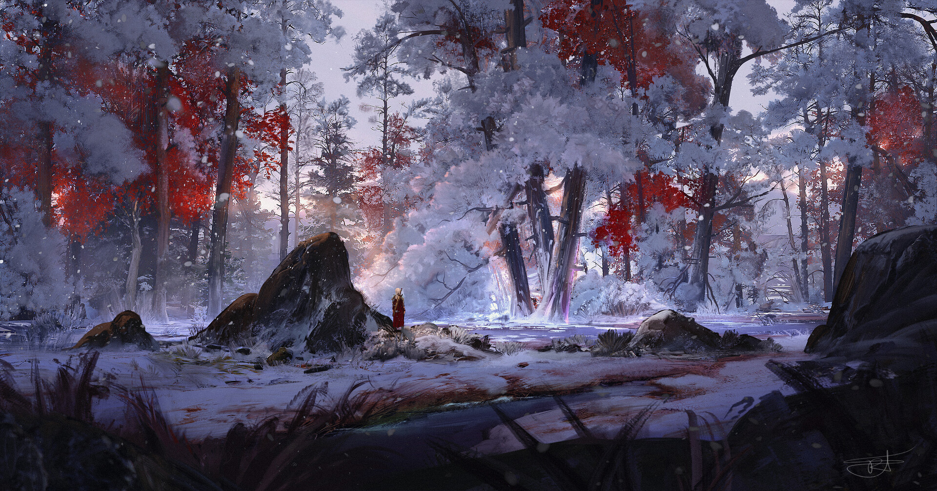 Max Suleimanov Digital Art Landscape Winter Snow River Trees Alone Nature 1920x1007