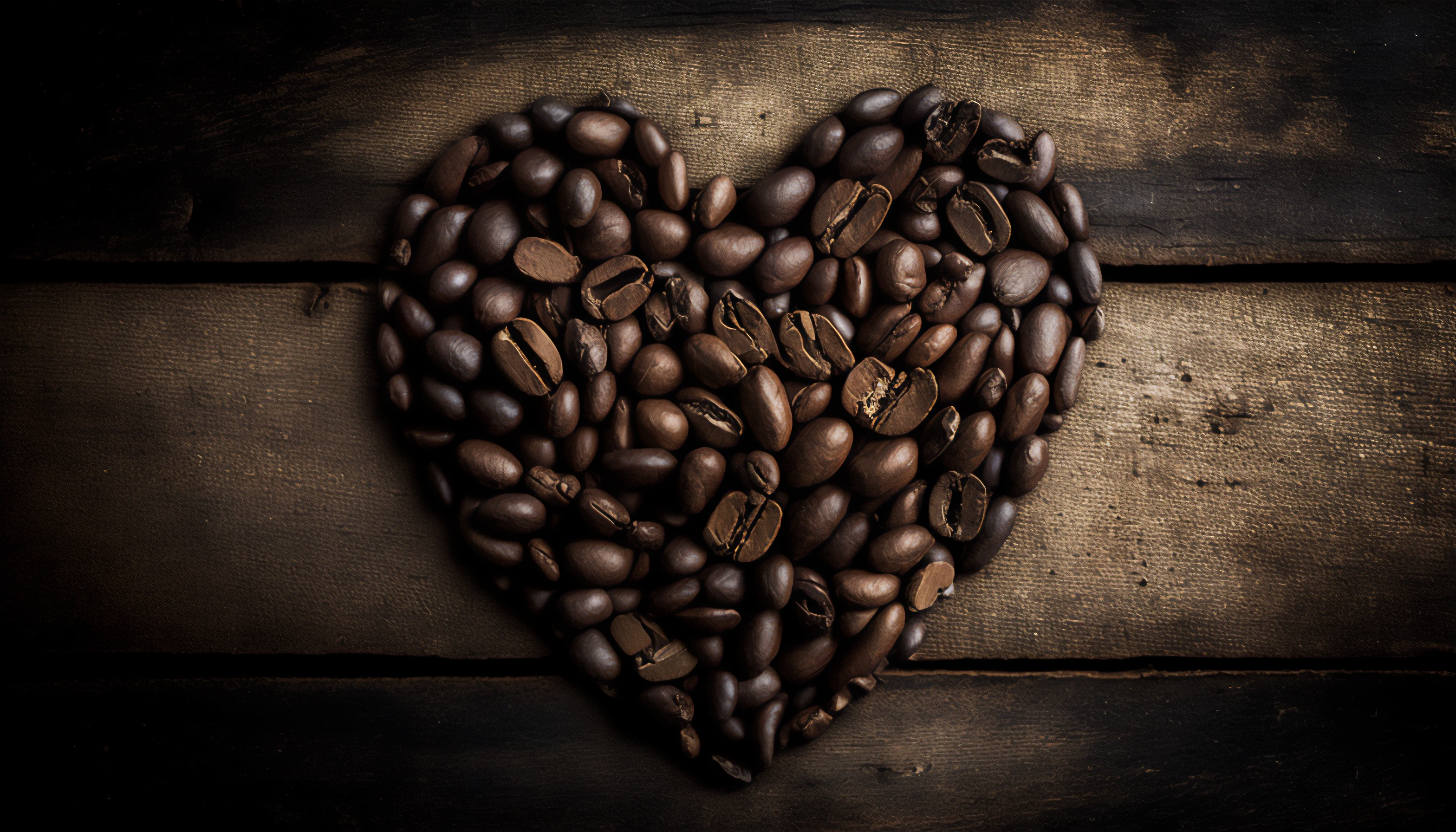 Ai Art Heart Coffee Wood Simple Background Minimalism 3136x1792