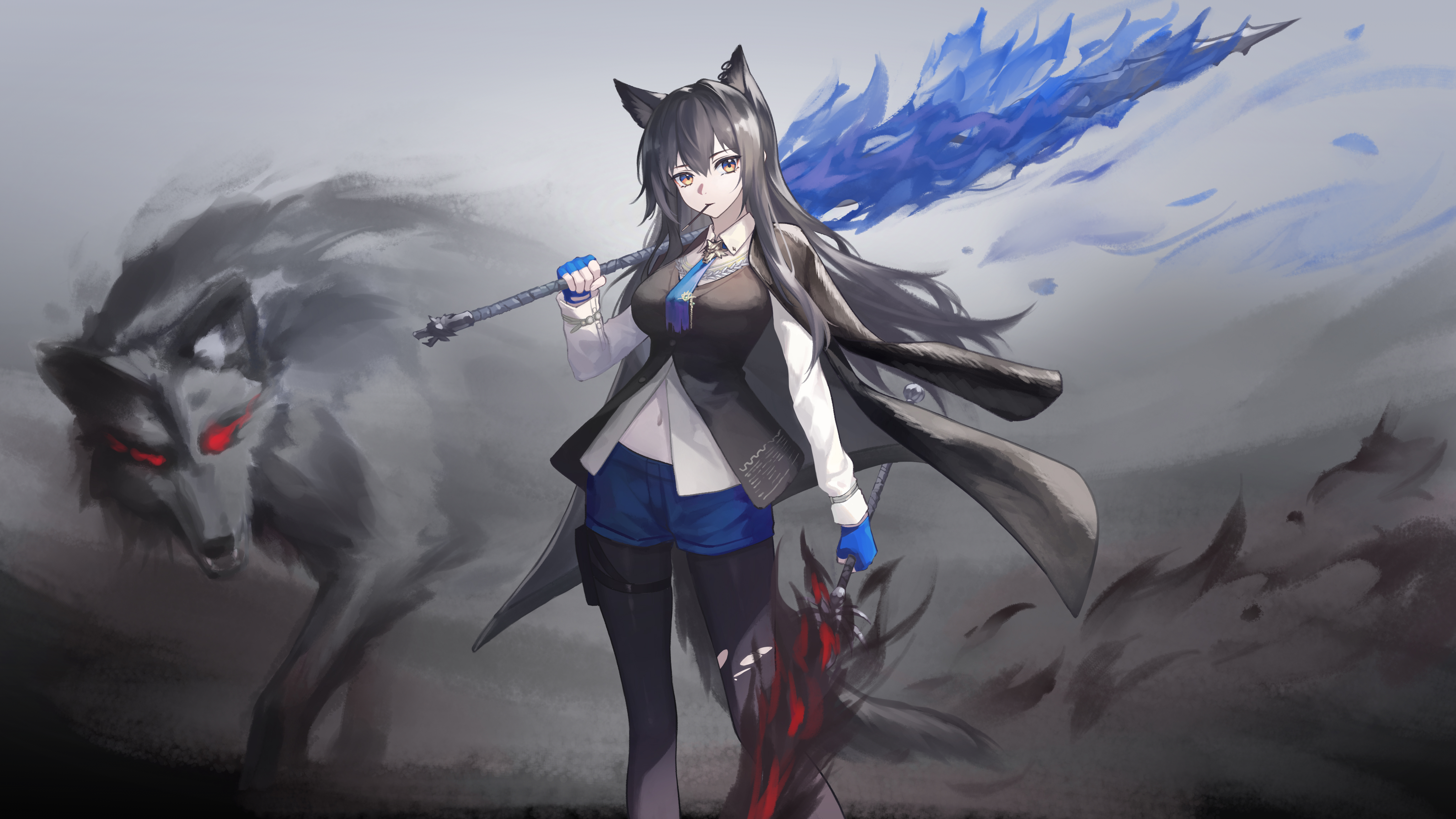 Anime Anime Girls Wolf Girls Wolf Ears Wolf Weapon Texas The Omertosa  Arknights Arknights Wallpaper - Resolution:4096x2304 - ID:1363277 -  