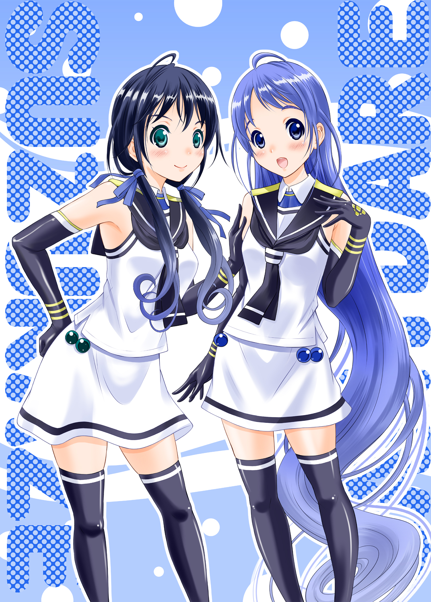 Samidare KanColle Suzukaze KanColle Anime Anime Girls Kantai Collection Long Hair Blue Hair Artwork  1500x2097