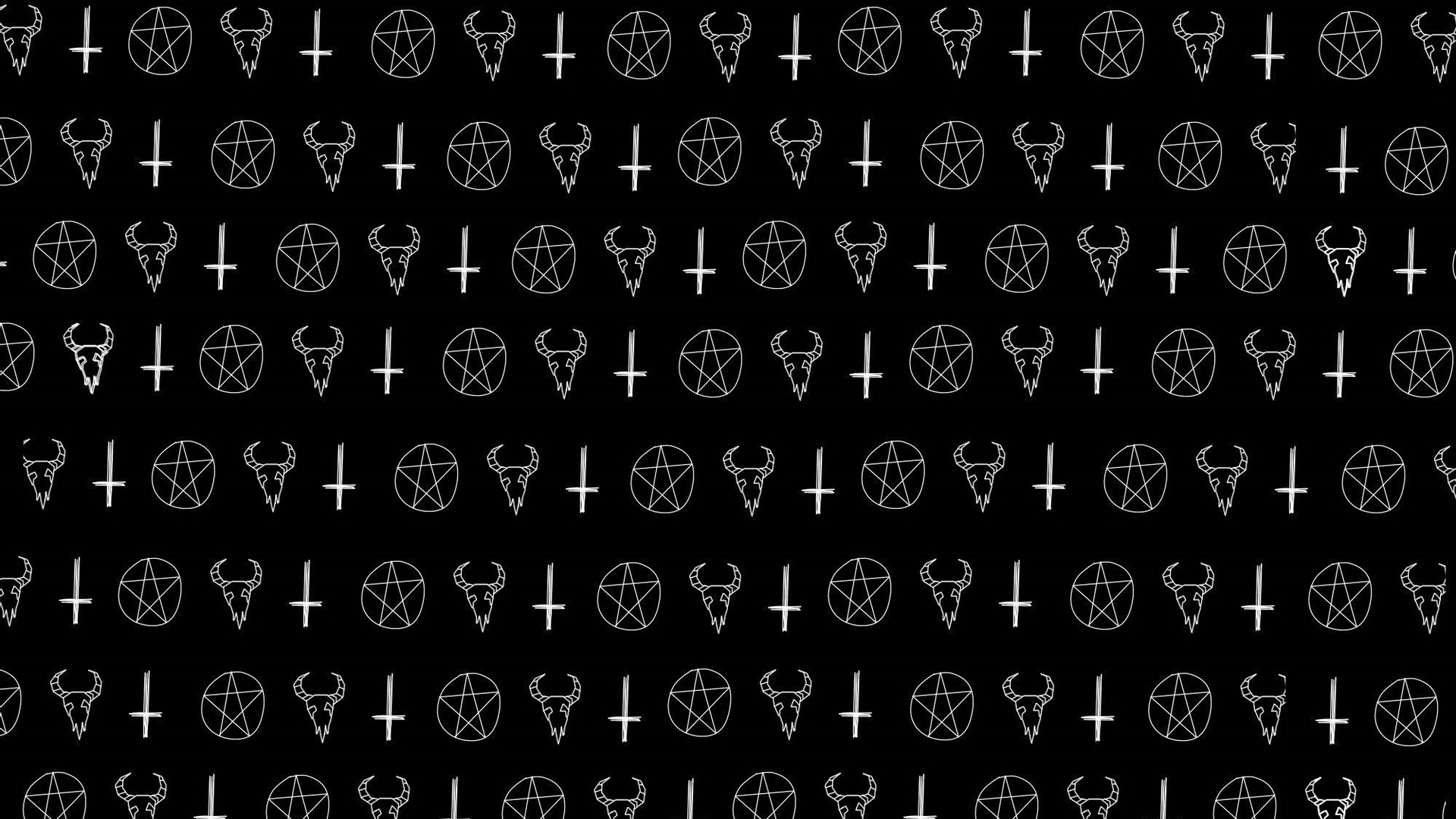 Pattern Symbols Satanic Pentagram Minimalism Simple Background Black Background 1920x1080