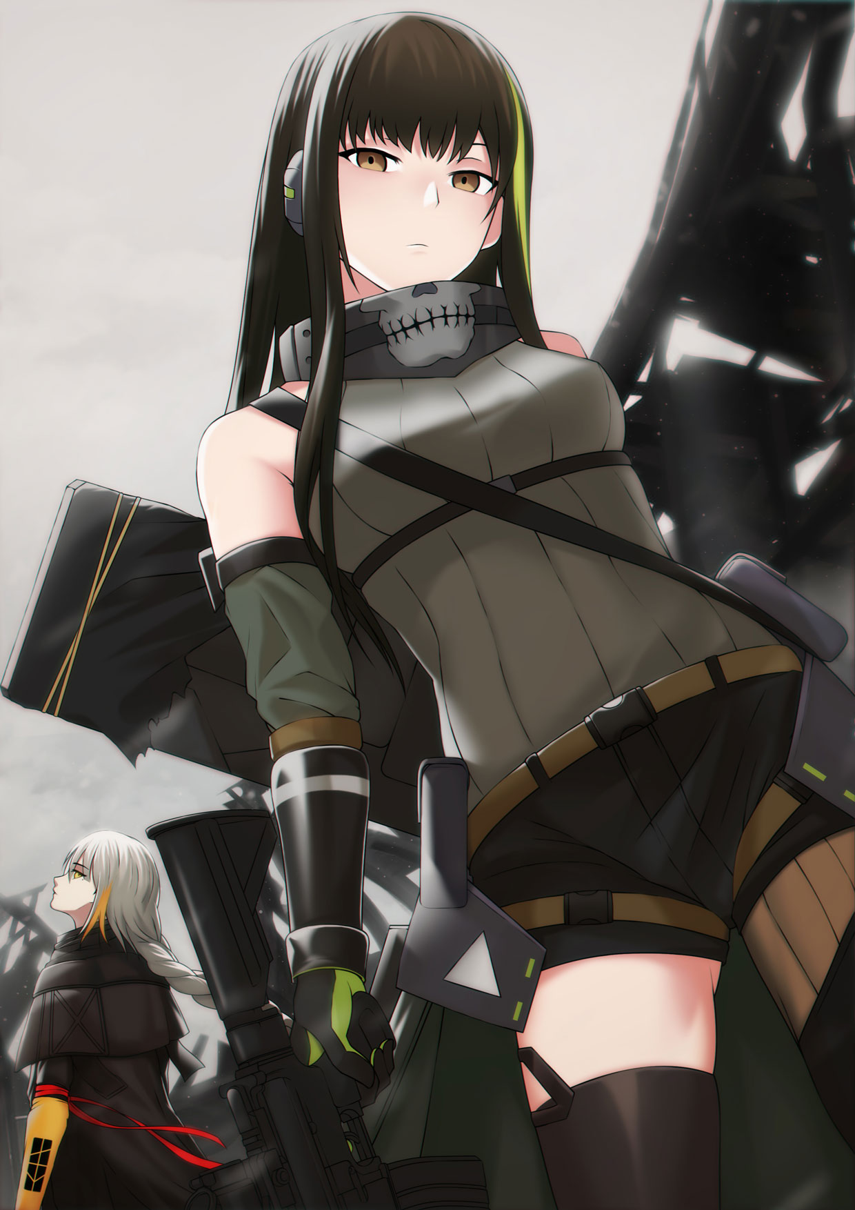 Anime Anime Girls Girls Frontline M4A1 Girls Frontline Long Hair Brunette Solo Artwork Digital Art F 1240x1754