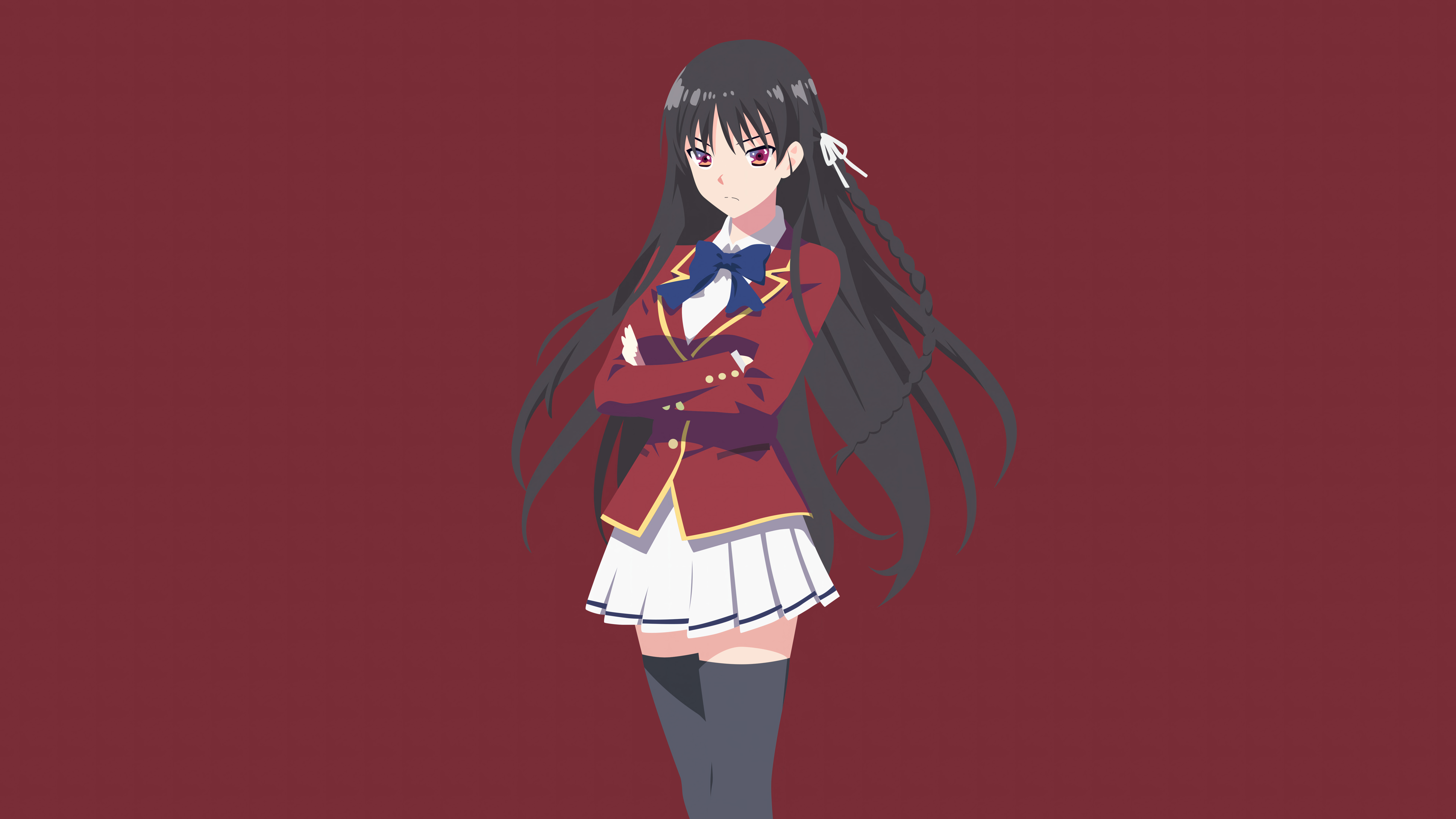 Youkoso Jitsuryoku Shijou Shugi No Kyoushitsu E Horikita Suzune Anime Girls Red Background School Un 7680x4320