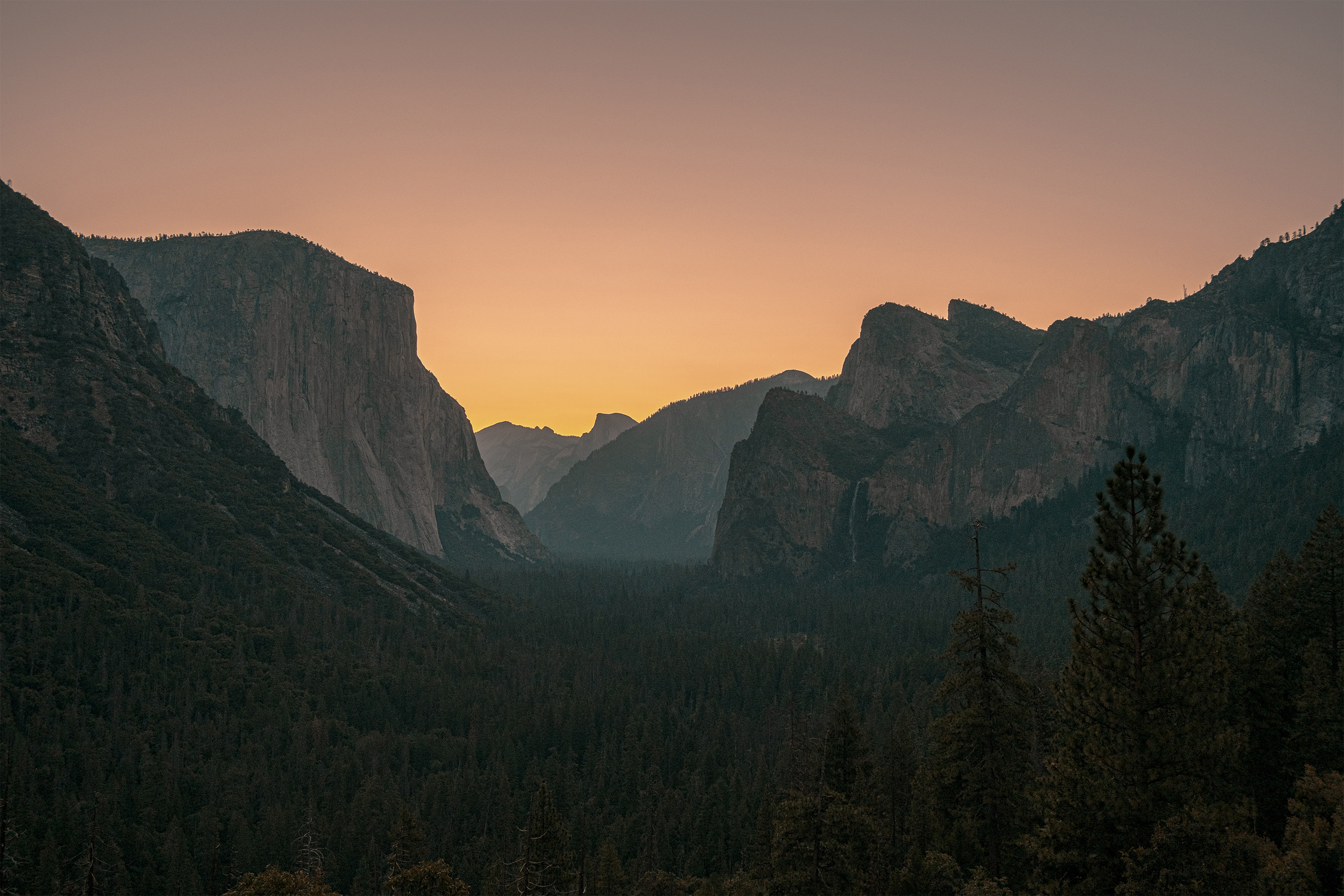 Yosemite National Park USA Forest Trees Nature Landscape Sunset Glow Mountains 3000x2000