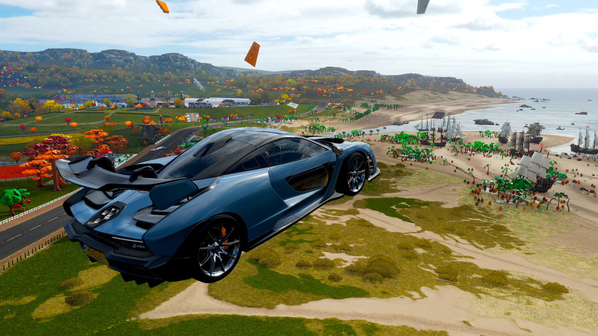 Forza Horizon 4 Car LEGO Video Game Art Sky Clouds Road Landscape Video Games Vehicle Side View Lice 1920x1080