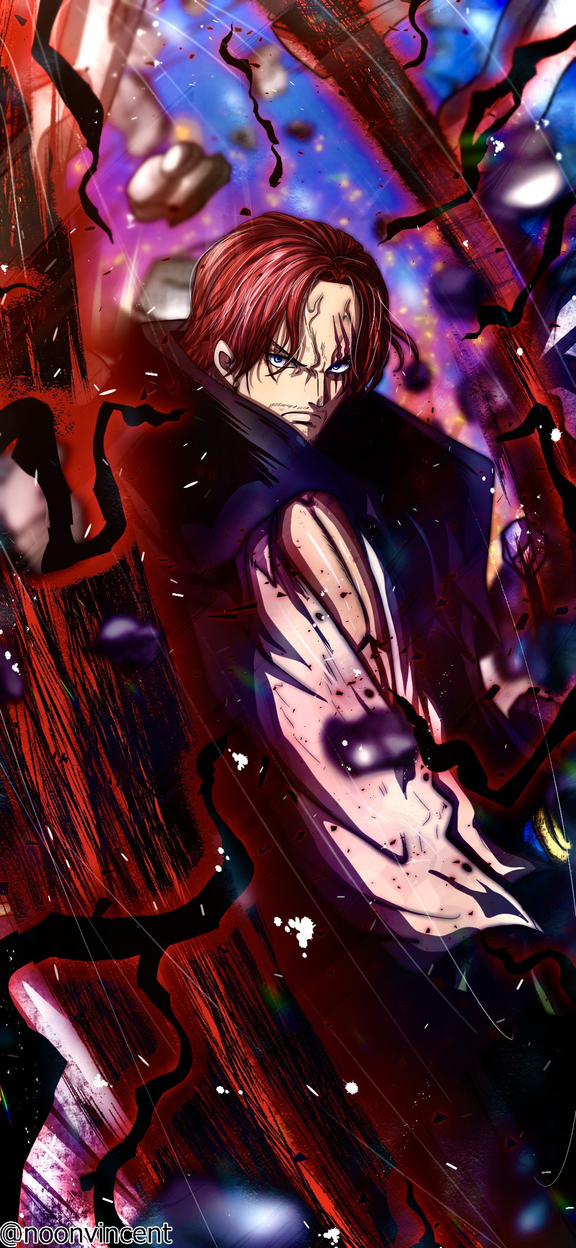 One Piece Shanks Yonkou Vincentnoon Looking At Viewer Redhead Scars Watermarked Anime Boys 1125x2436