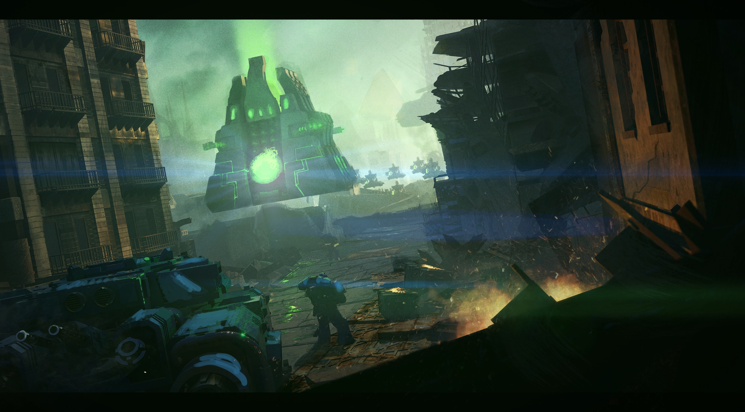 Warhammer Warhammer 40 000 Science Fiction High Tech Magic Imperium Of Man Blue Green Necrons Ultram 2560x1415