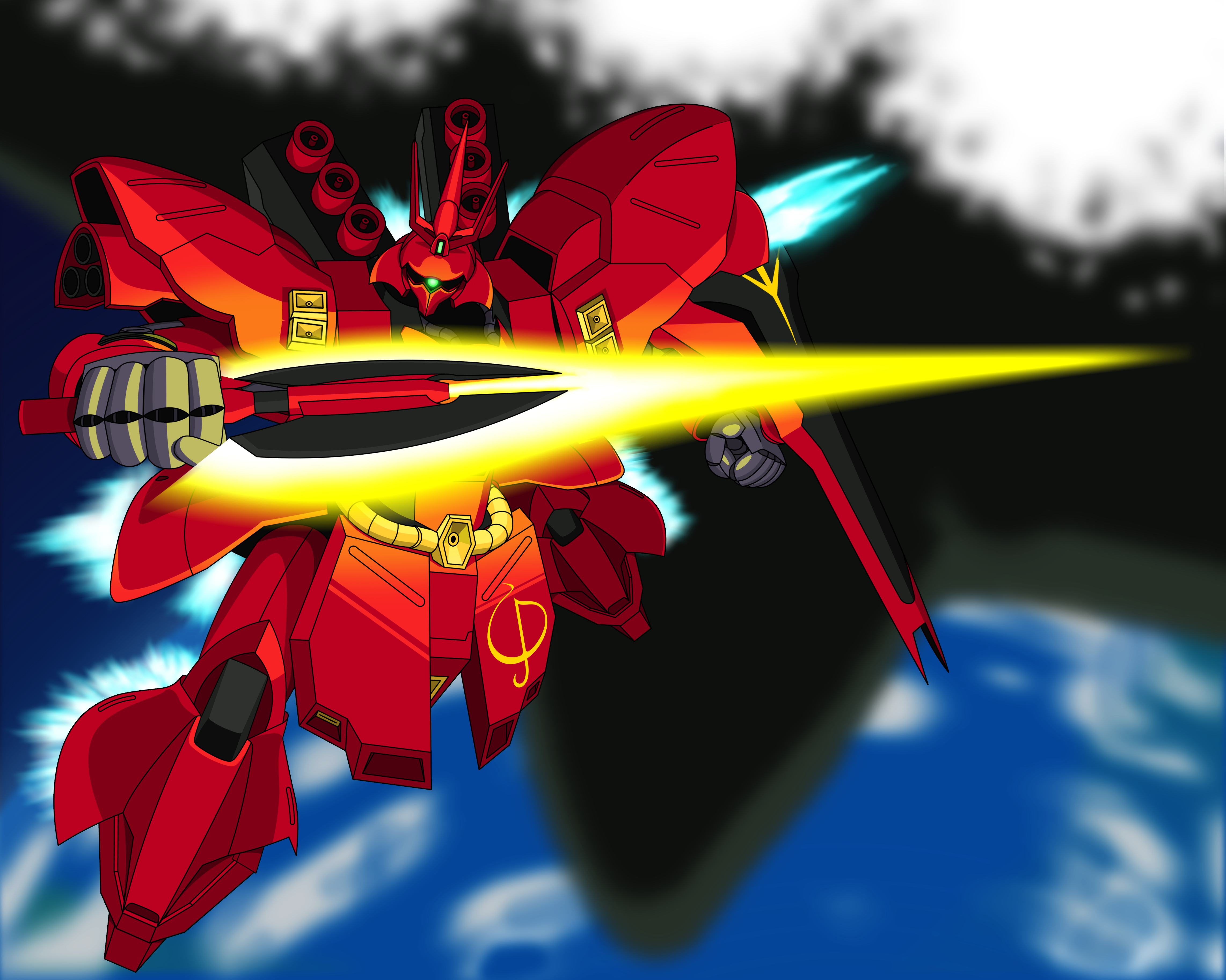 Anime Mechs Mobile Suit Gundam Chars Counterattack Sazabi Mobile Suit Artwork Digital Art Fan Art 4568x3654