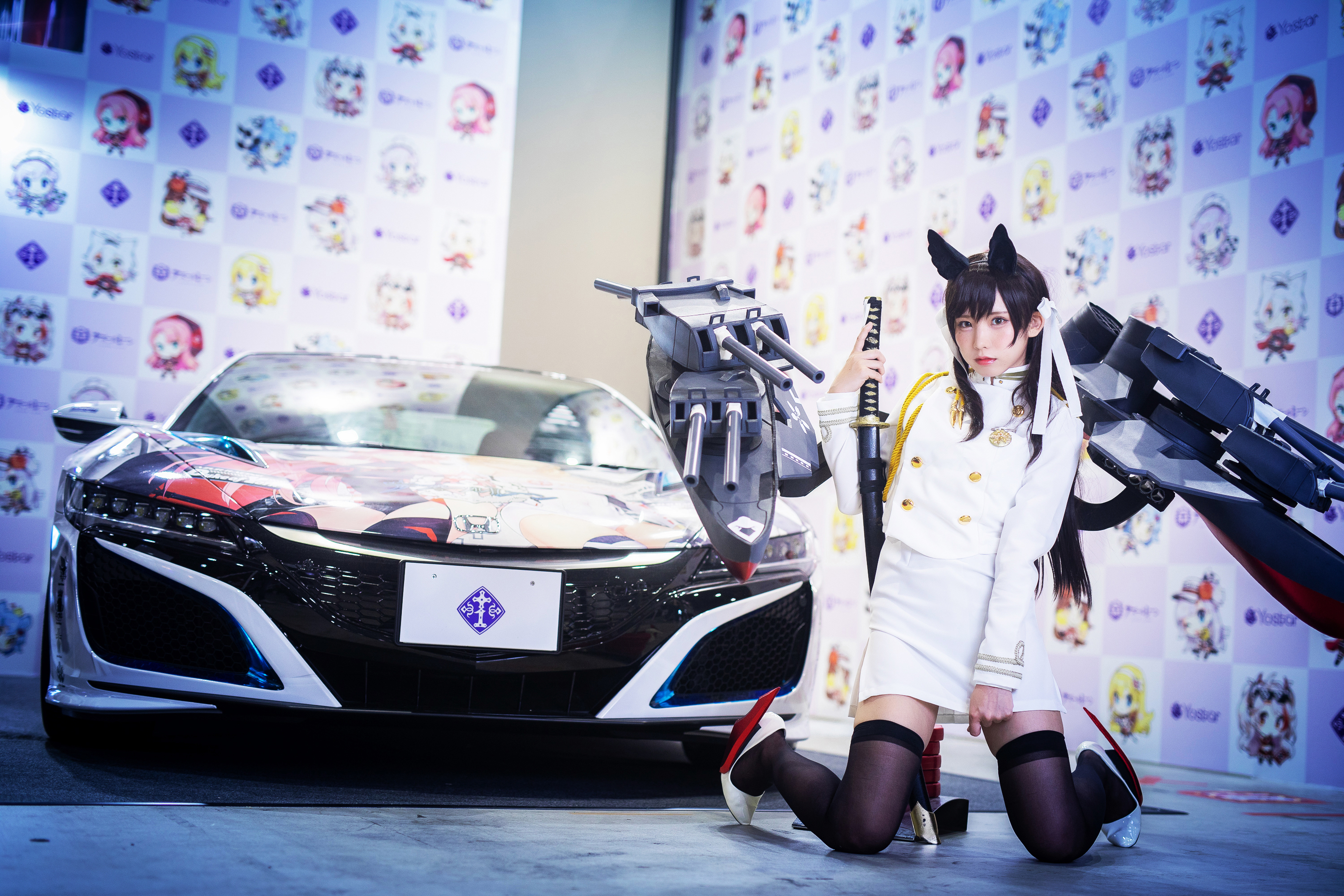 Enako Enako Rin Cosplay High Heels Katana Weapon Car Sports Car Mecha Girls Animal Ears Artist Anima 3000x2000