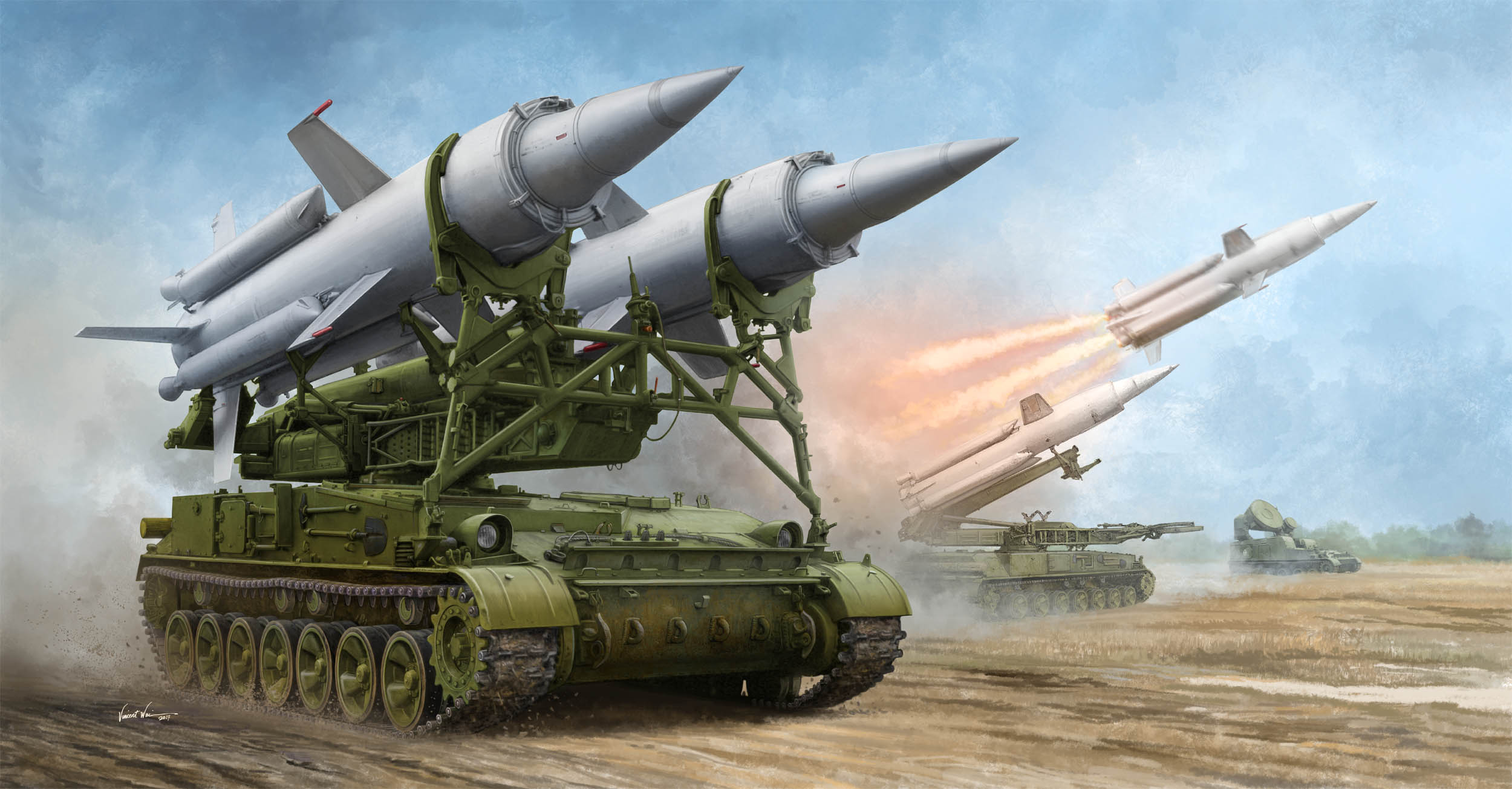 Tank Military Sky Military Vehicle Missiles Missile Clouds Artwork 2500x1305