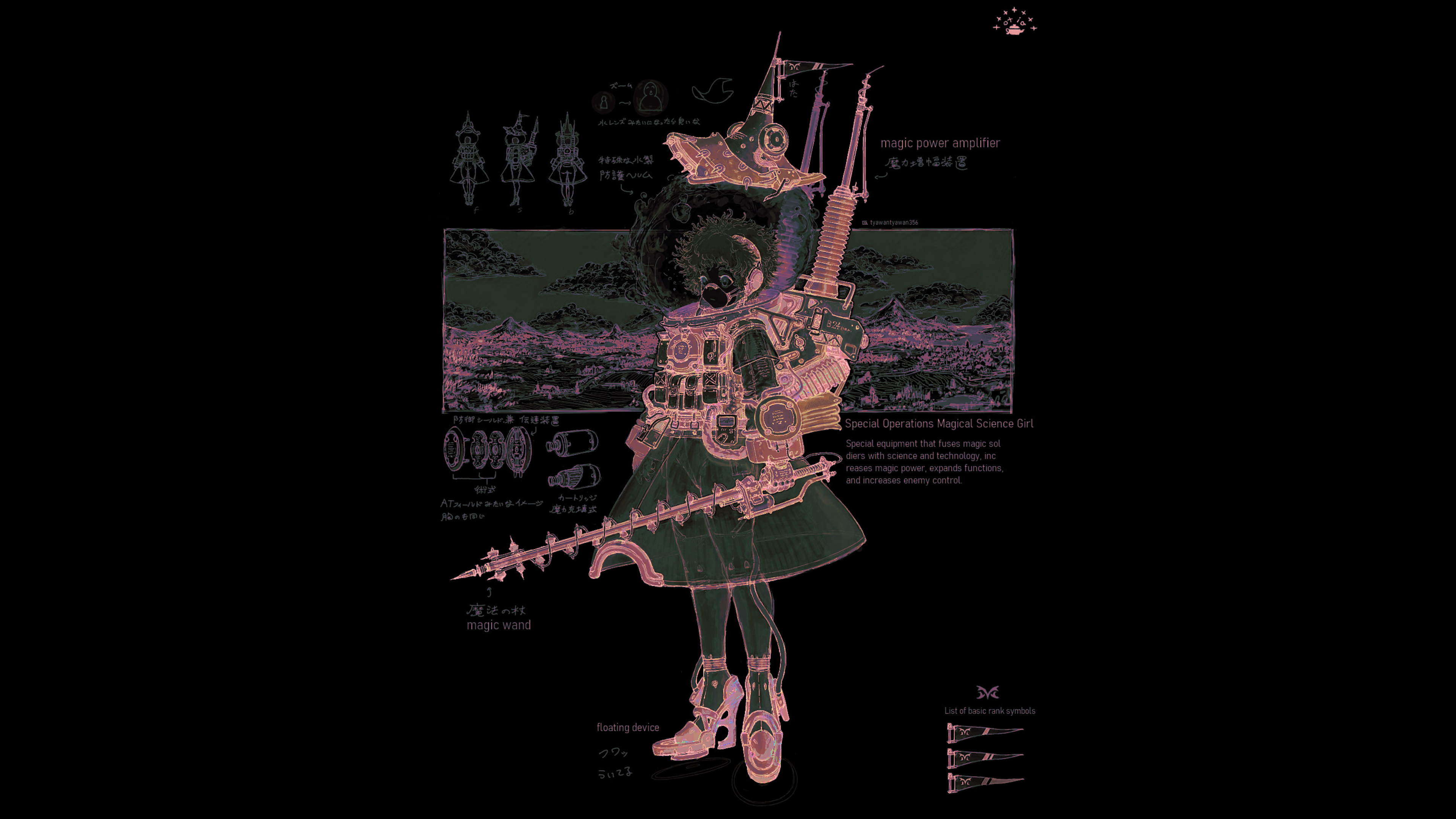 Magical Girls Science Military Industrial Curly Hair Weapon Heavy Equipment Army Map Schematic Infog 3840x2160