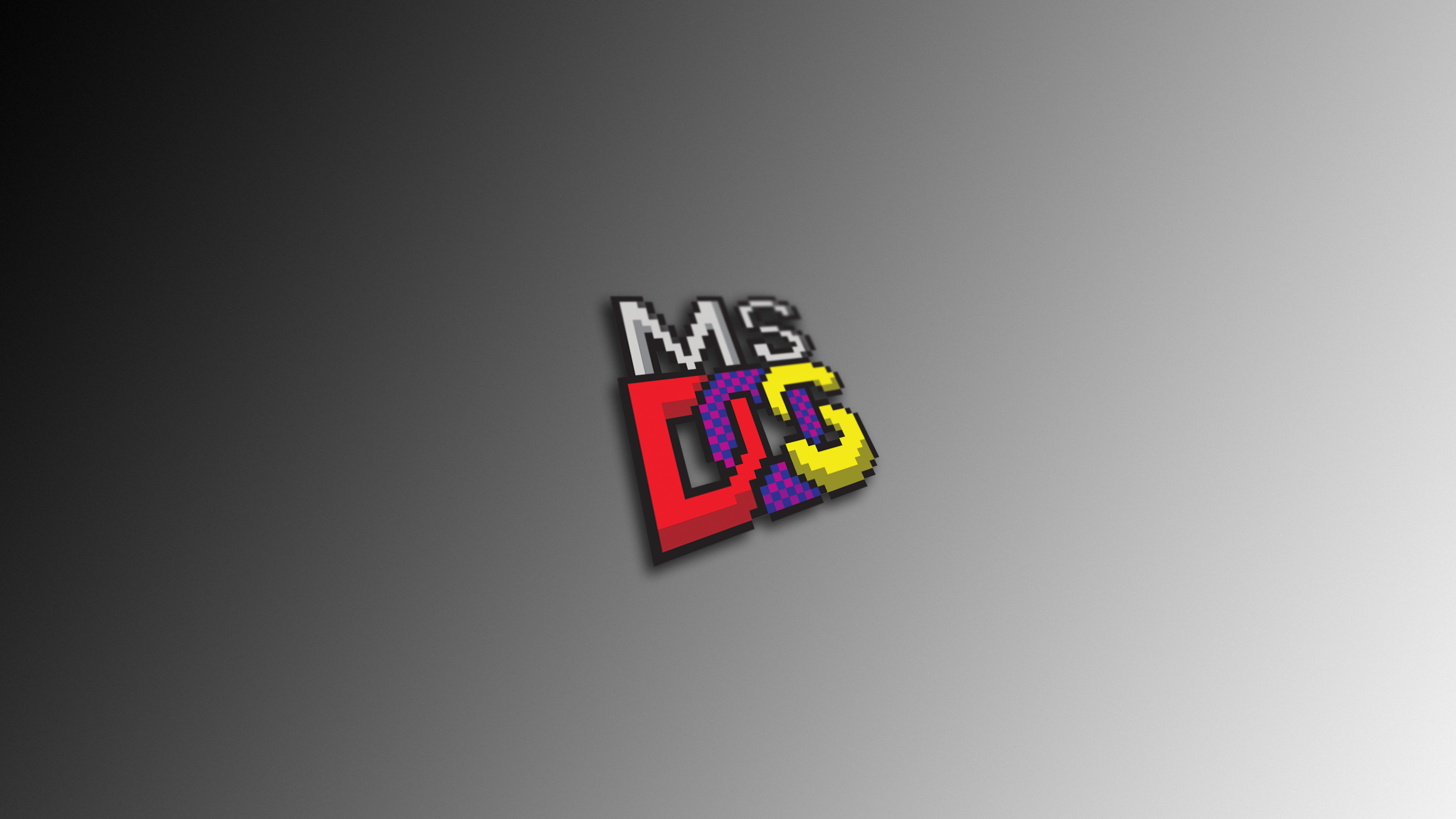 Microsoft DOS Msdos Gray Vintage Gradient Minimalism Digital Art 3840x2160