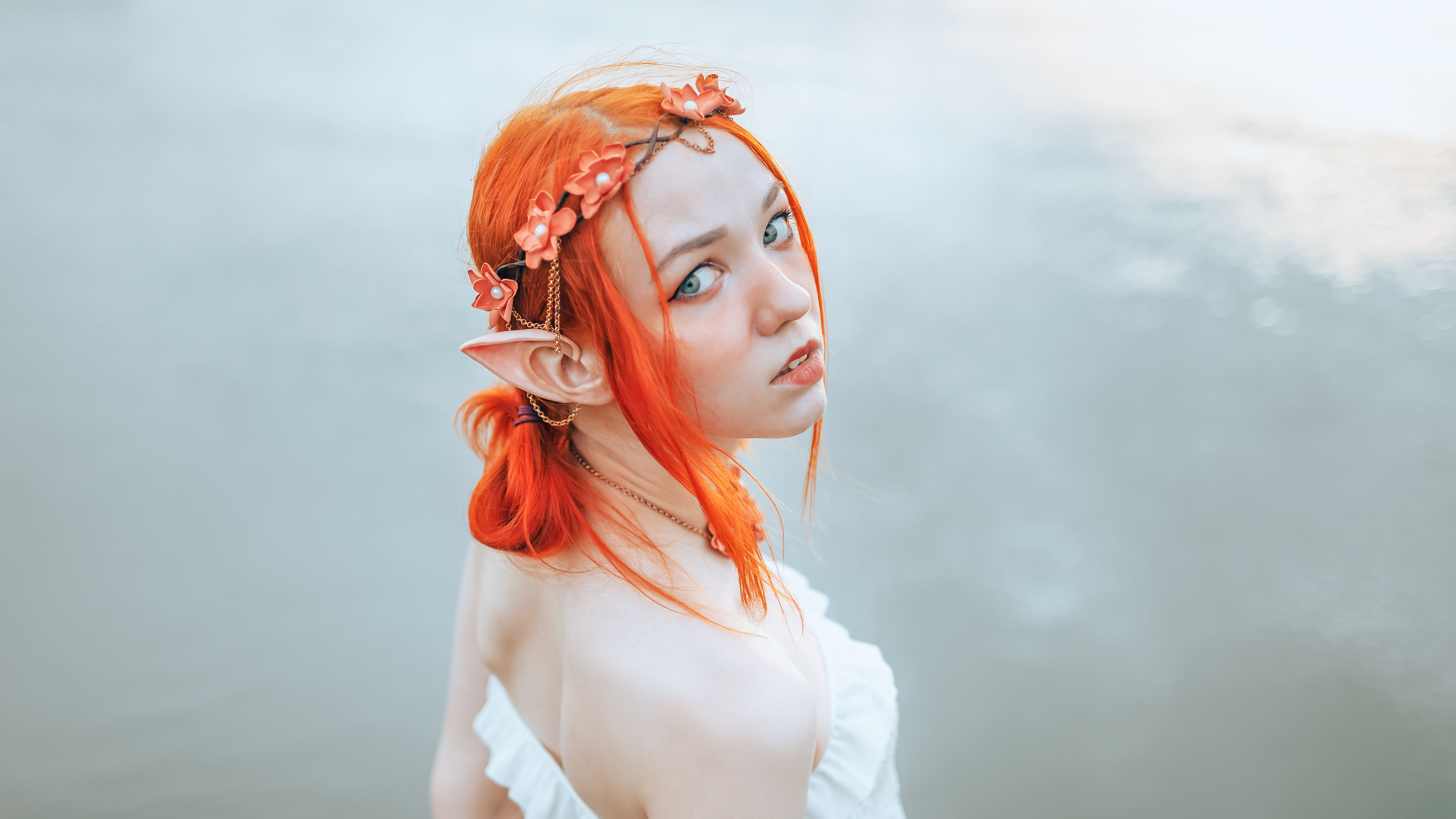 Women Russian Model People Face Redhead Cosplay Elven Outdoors Depth Of Field Minimalism 3840x2160