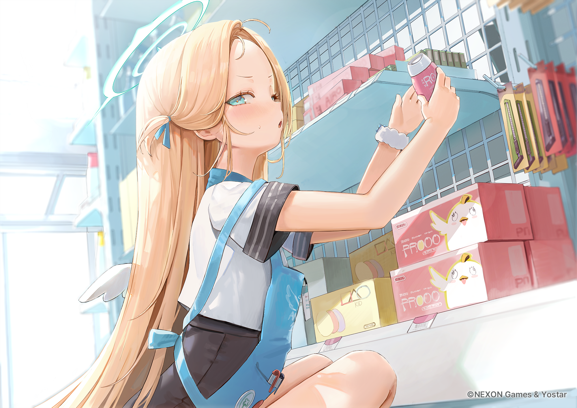 Blue Archive Anime Girls Blonde Blue Eyes Sora Blue Archive Long Hair Looking At Viewer 2000x1415