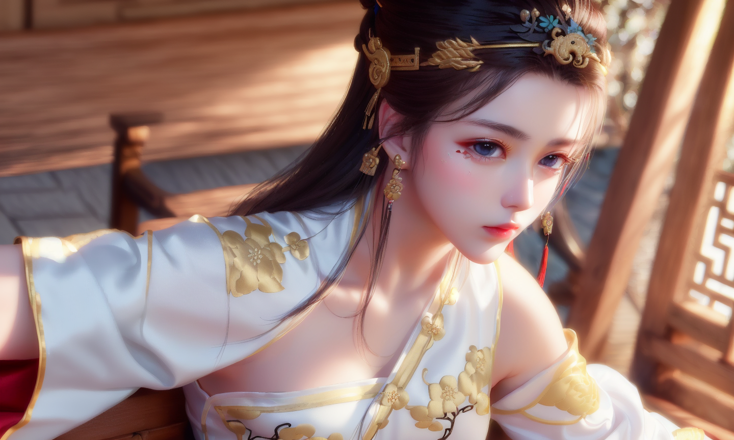 Ai Art Women Asian Looking At Viewer Chinese Dress 1440x864