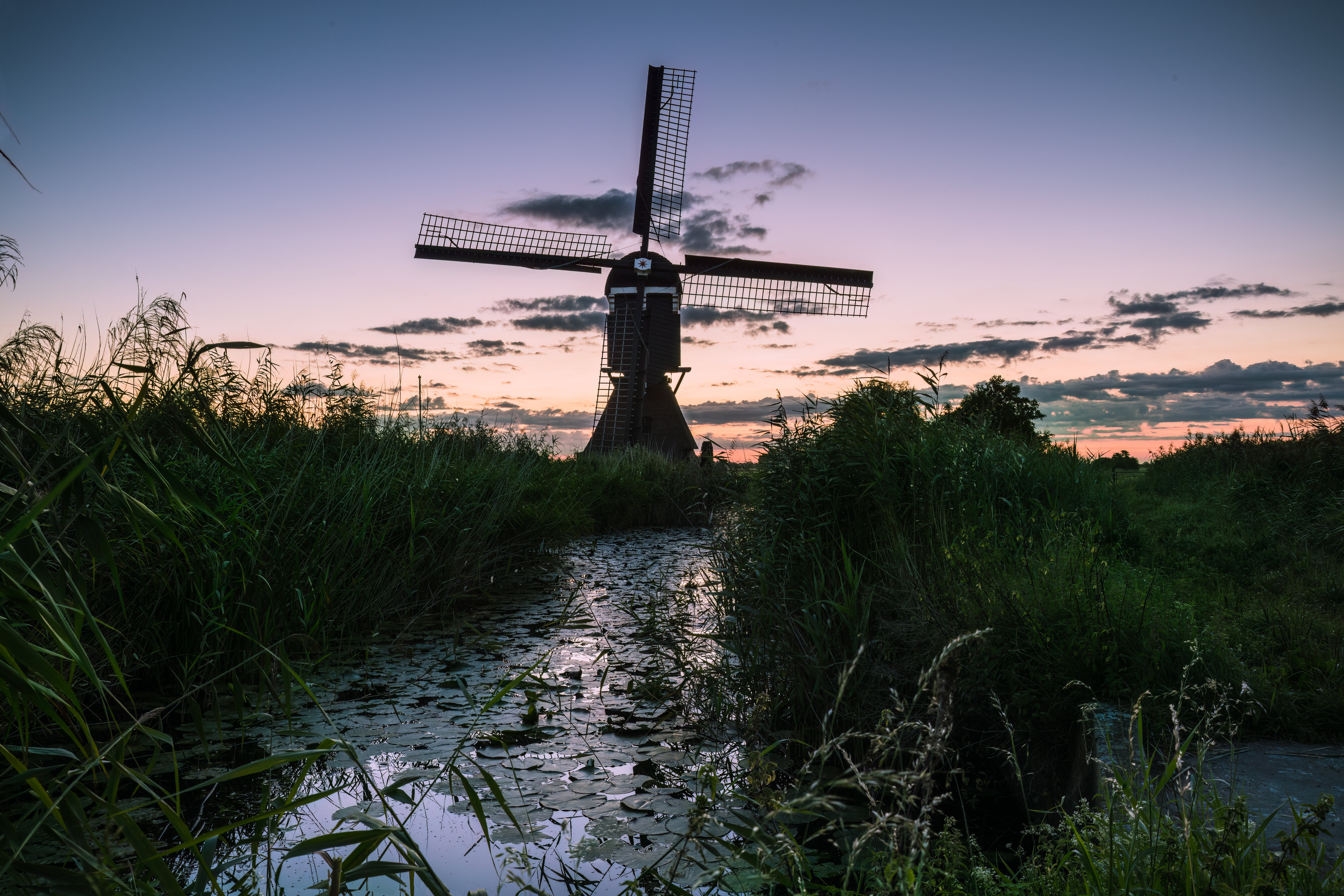 Broekmolen Streefkerk Drains Mill Holland Photography Grass Sunset Clouds Wind Mill Landscape 6144x4096