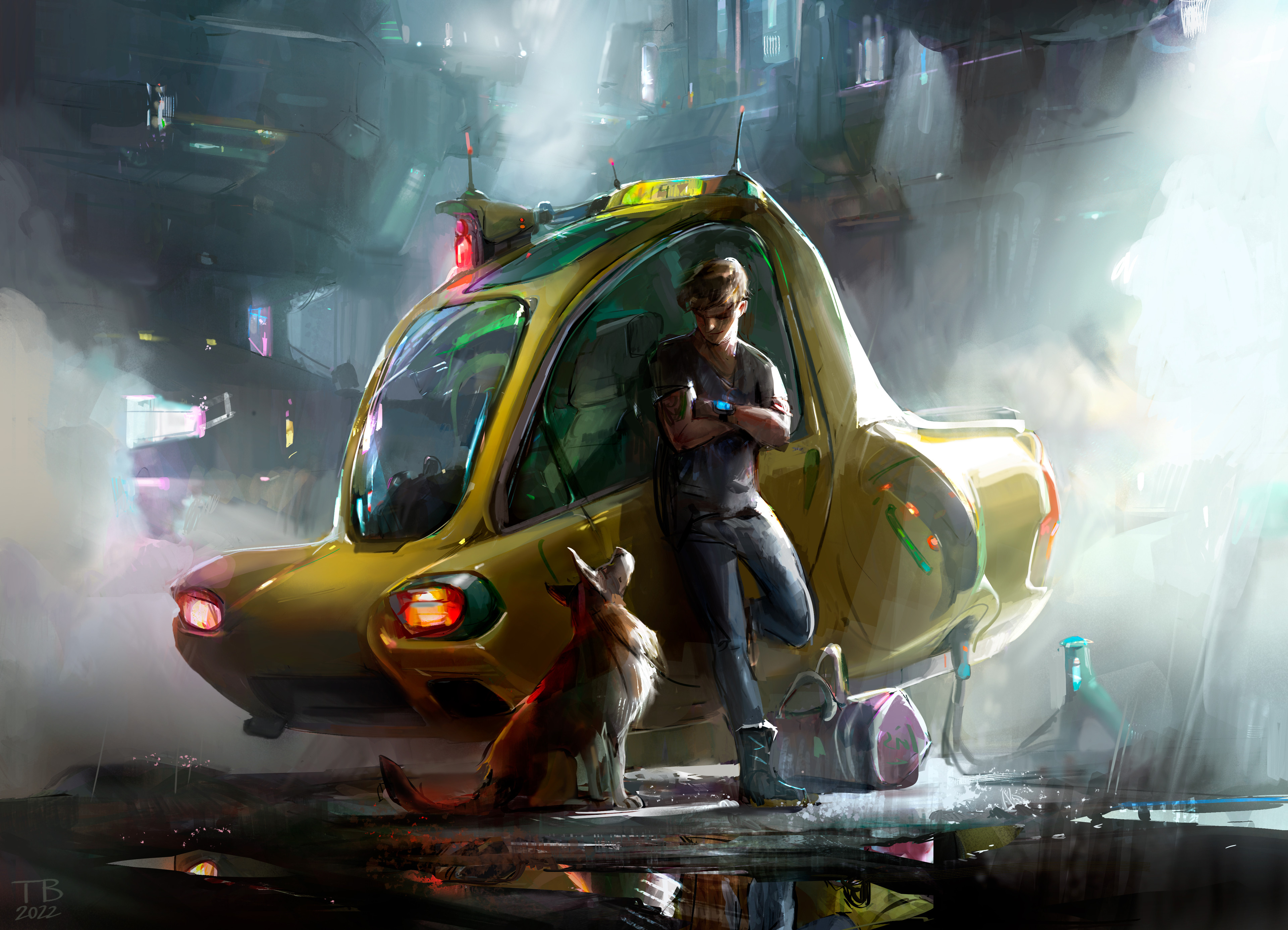 Thomas Brissot Digital Art Artwork Illustration Futuristic Science Fiction Vehicle Car Painting 3840x2774