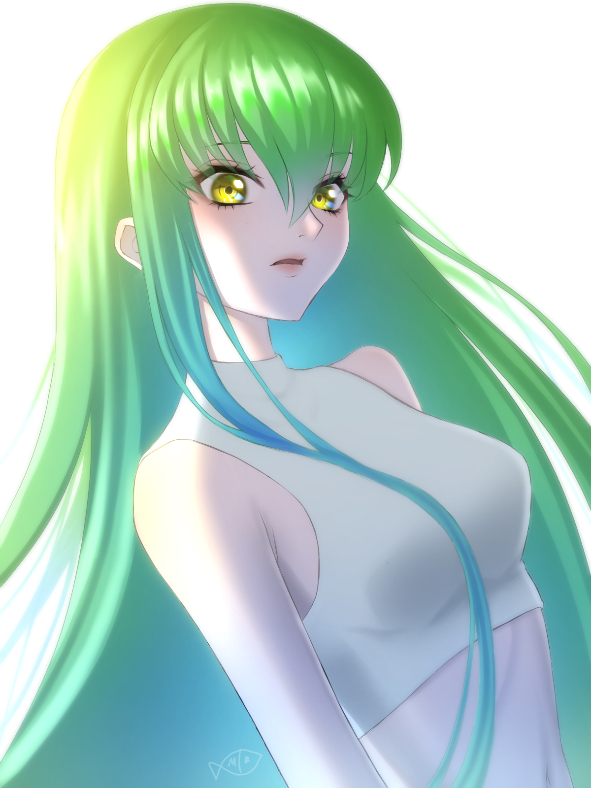 Anime Anime Girls Code Geass C C Code Geass Long Hair Green Hair Solo Artwork Digital Art Fan Art 1200x1600