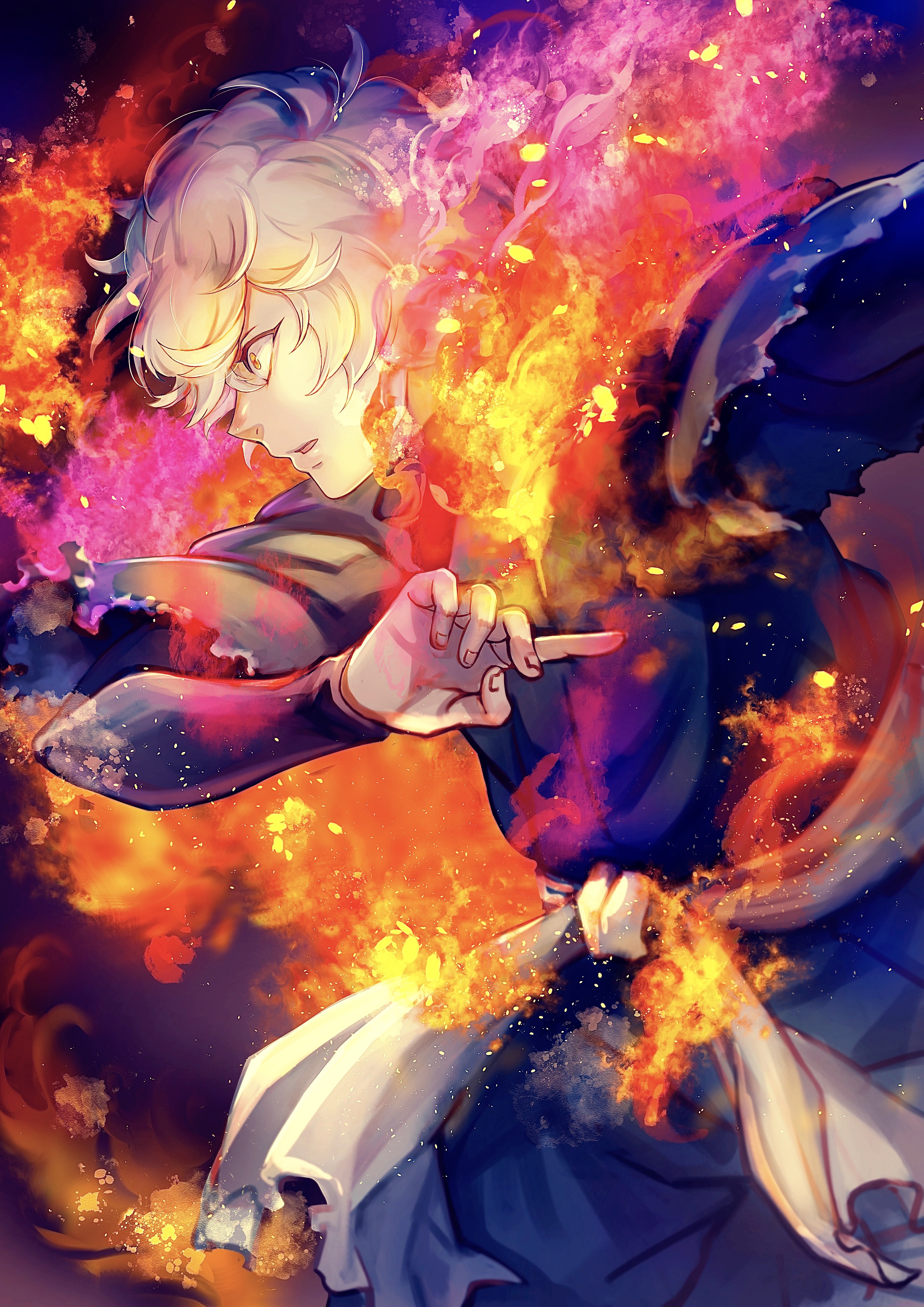 HD wallpaper male anime charater аnime boy anger fire cloud people   Wallpaper Flare