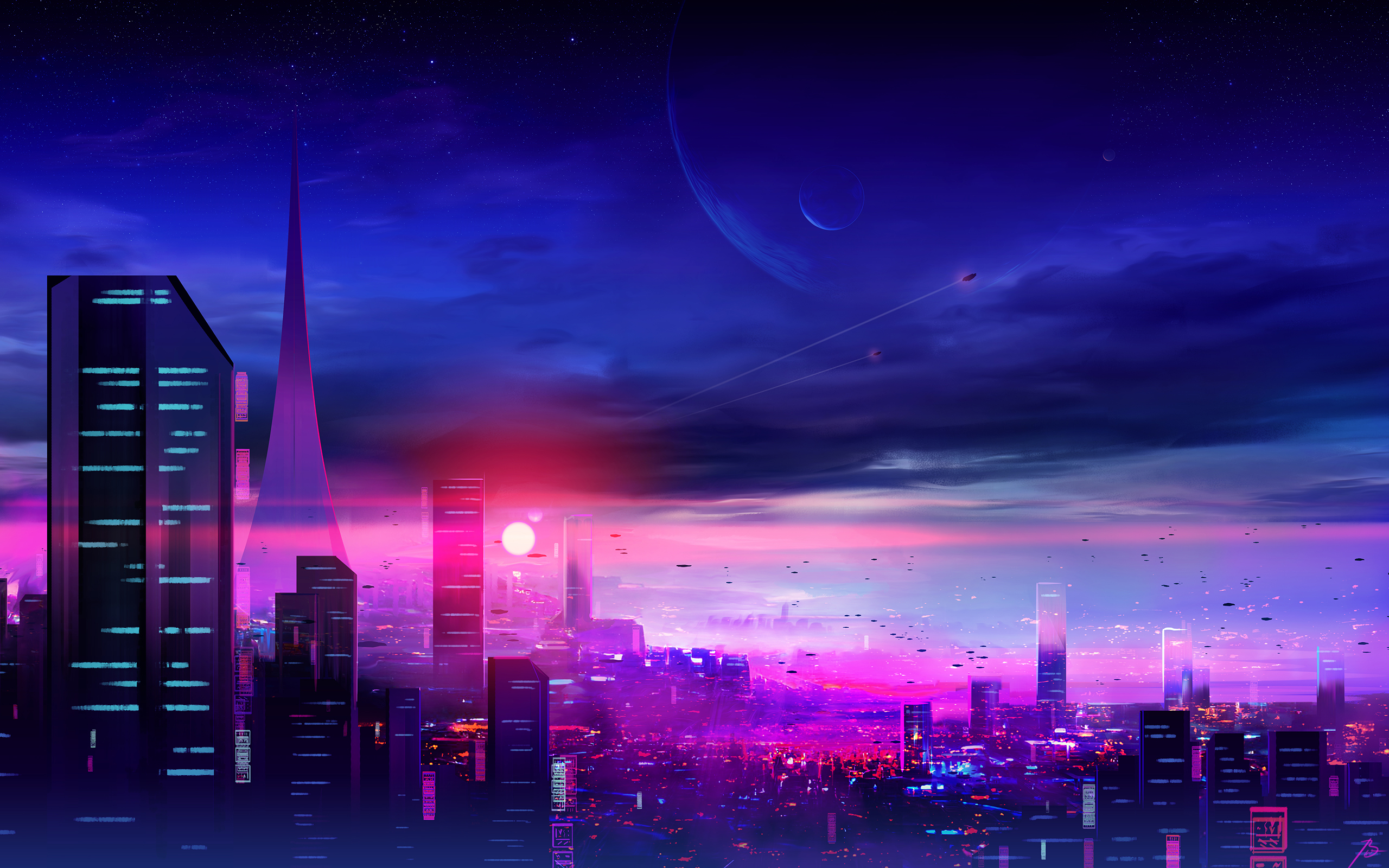 JoeyJazz Cityscape Digital Painting Science Fiction Cyberpunk Style Blade Runner 2560x1600