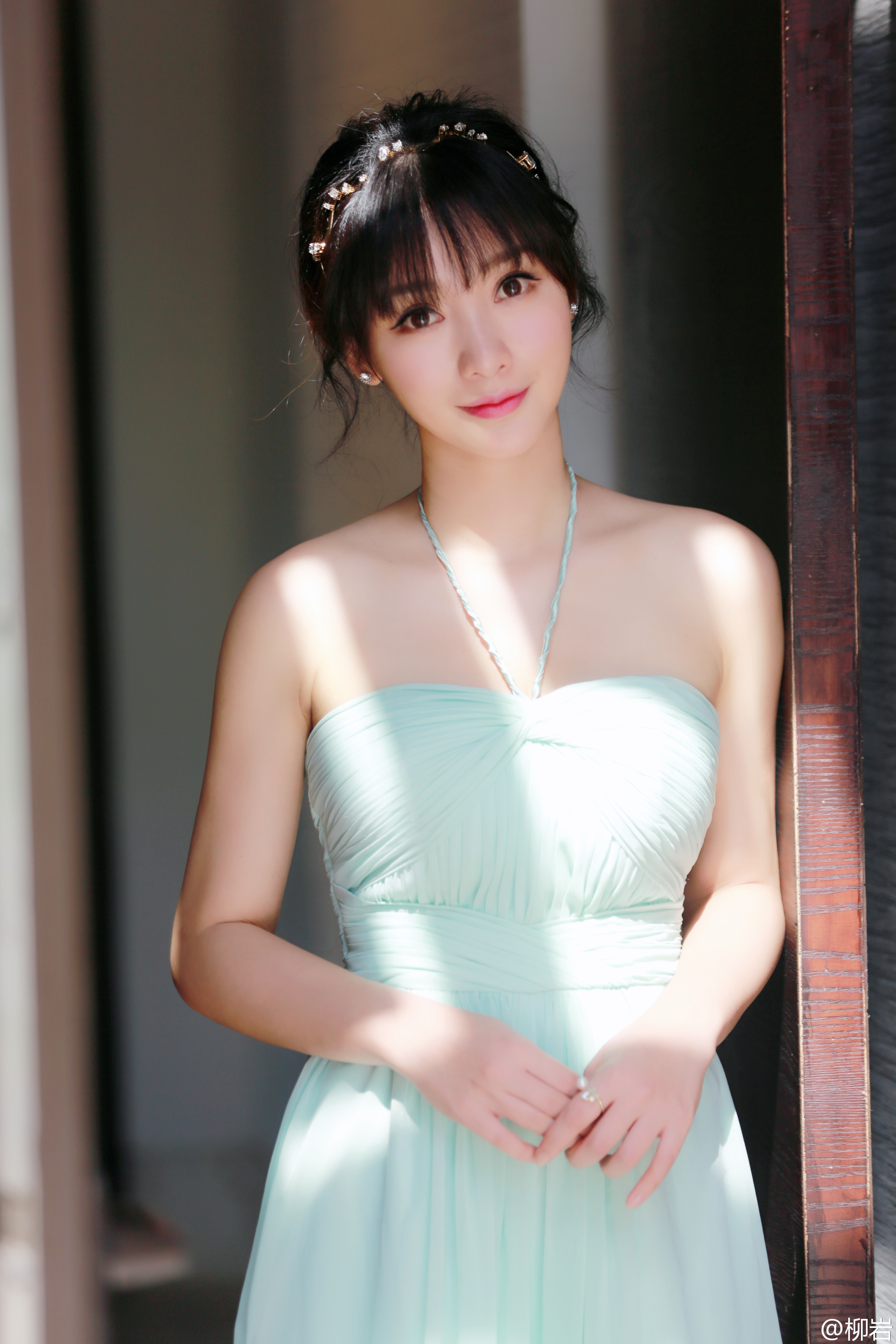 Liuyan Blue Dress Looking At Viewer Sunlight Outdoors Chinese 2176x3264