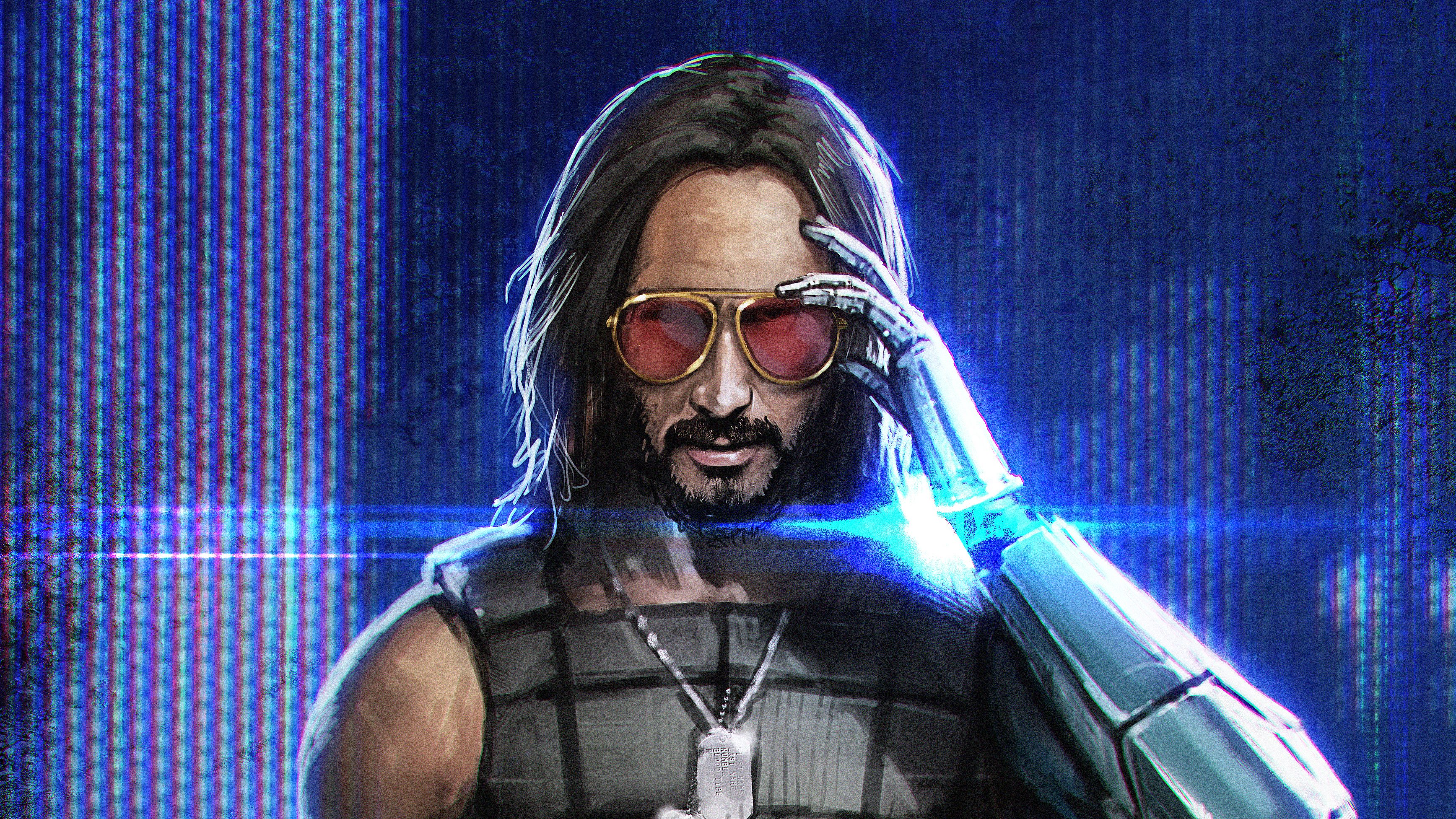 Cyberpunk 2077 Beard Video Games Necklace Video Game Man Video Game Characters Simple Background Min 3473x1954