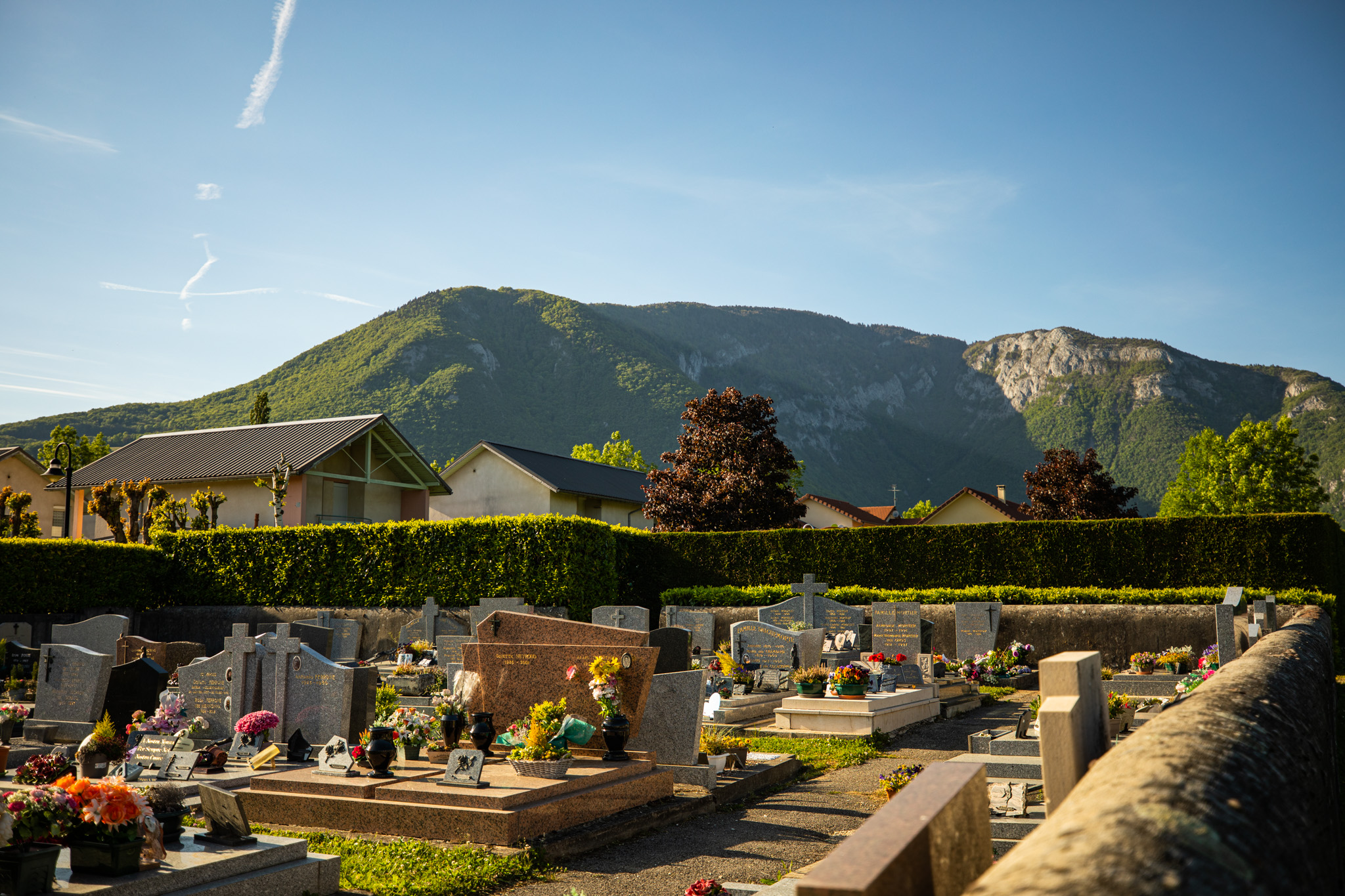 Photography Outdoors Urban Nature Landscape Mountains Forest Trees Village Building Cemetery Tombsto 2048x1365