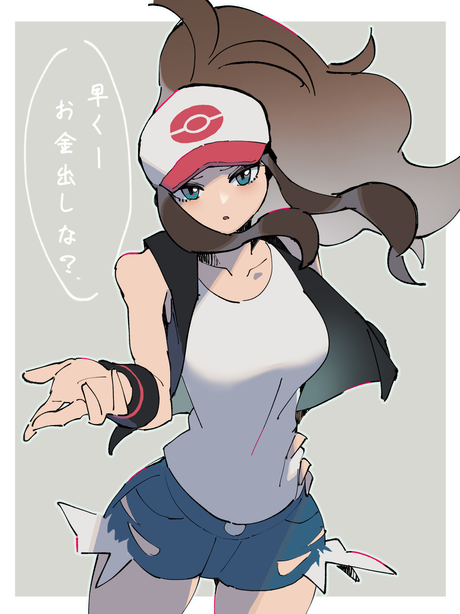 Anime Anime Girls Pokemon Hilda Pokemon Long Hair Ponytail Brunette Solo Artwork Digital Art Fan Art 1536x2048