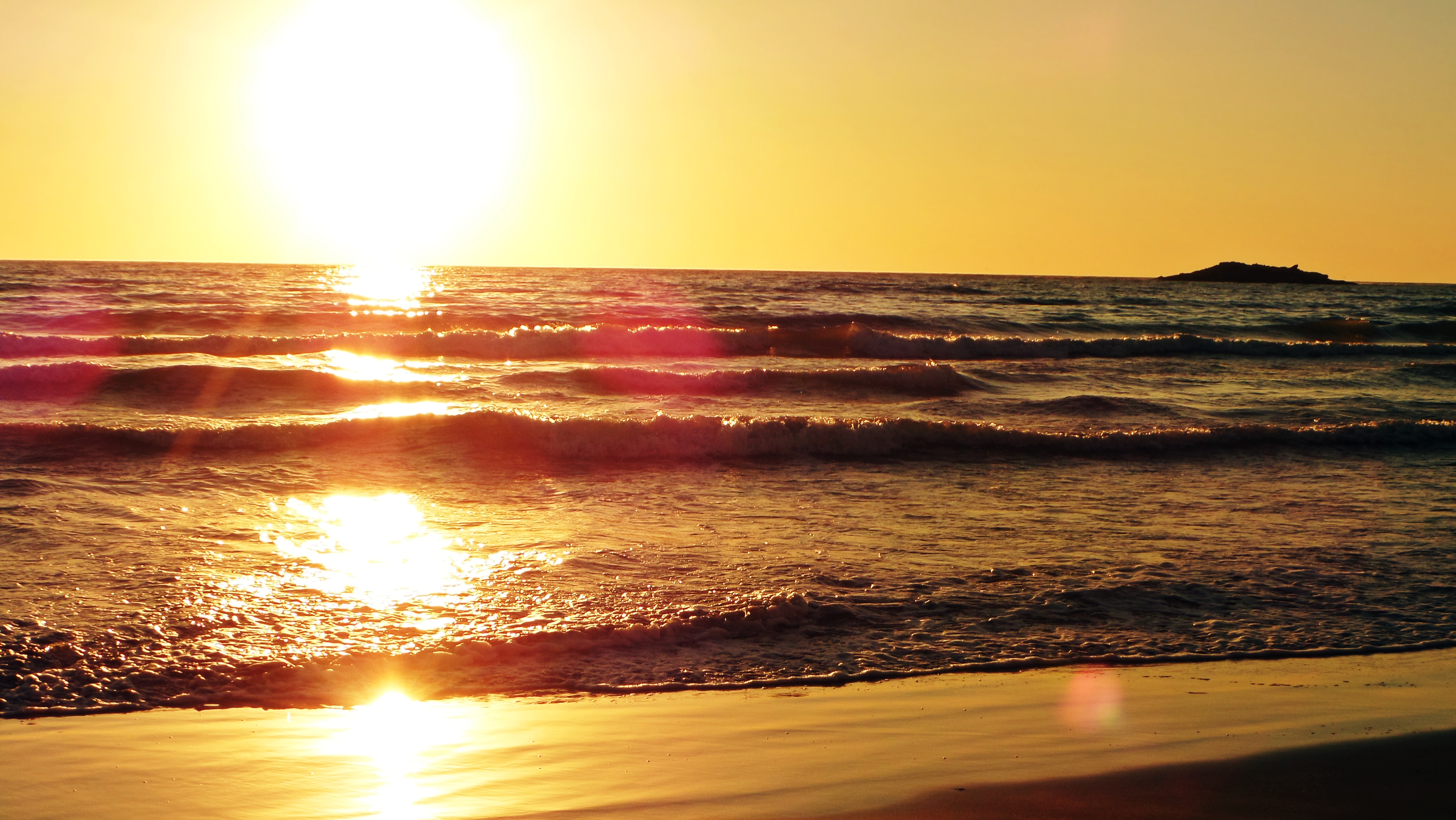 Sea Sun Sunset Yellow Beach 4320x2432