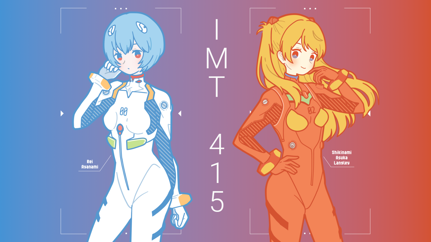 Neon Genesis Evangelion Fan Art Digital Art Asuka Langley Soryu Ayanami Rei Colorful Anime Girls Red 1800x1013