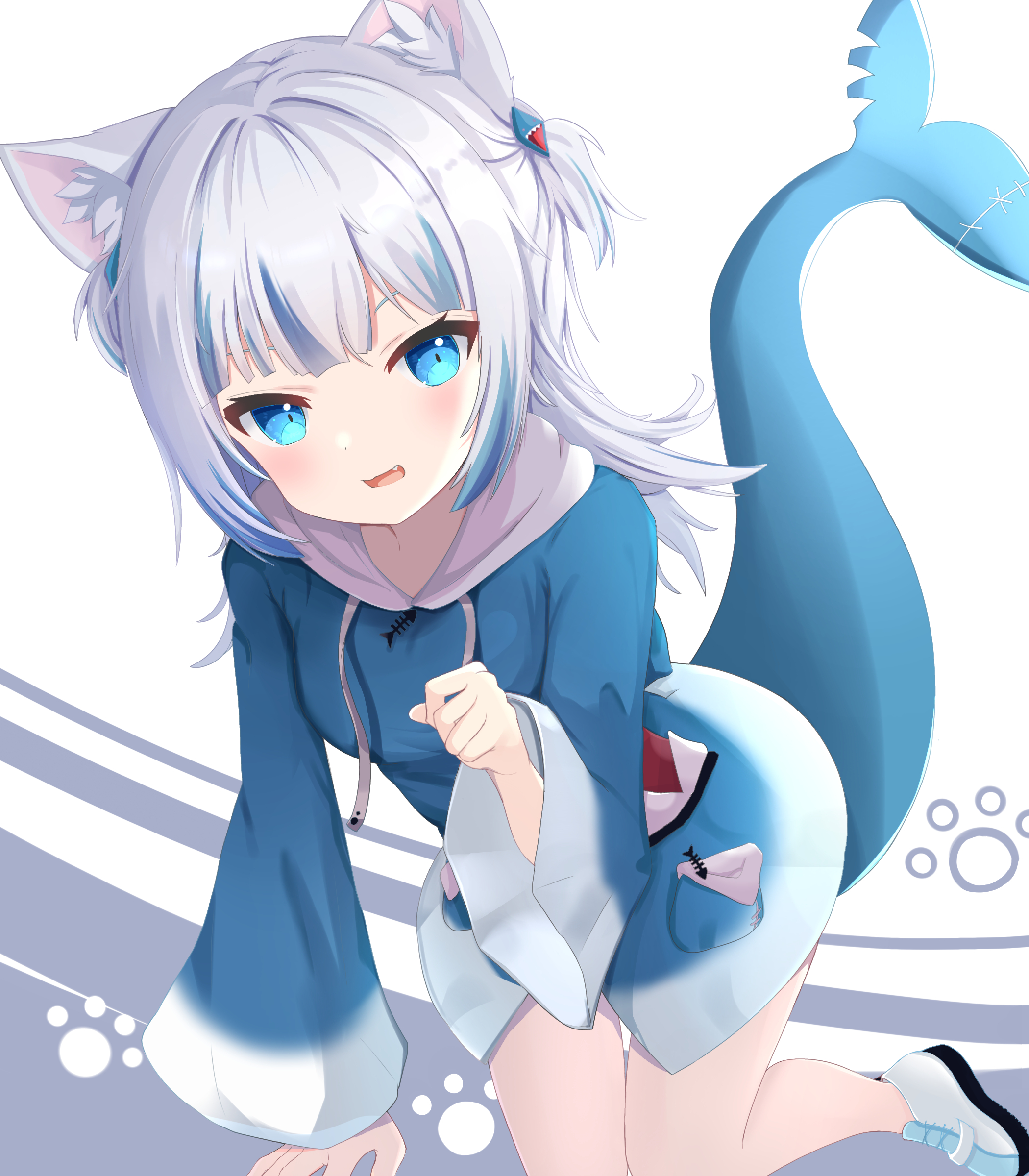 Anime Anime Girls Gawr Gura Hololive Virtual Youtuber Short Hair Cat Girl Cat Ears Looking At Viewer 2100x2400