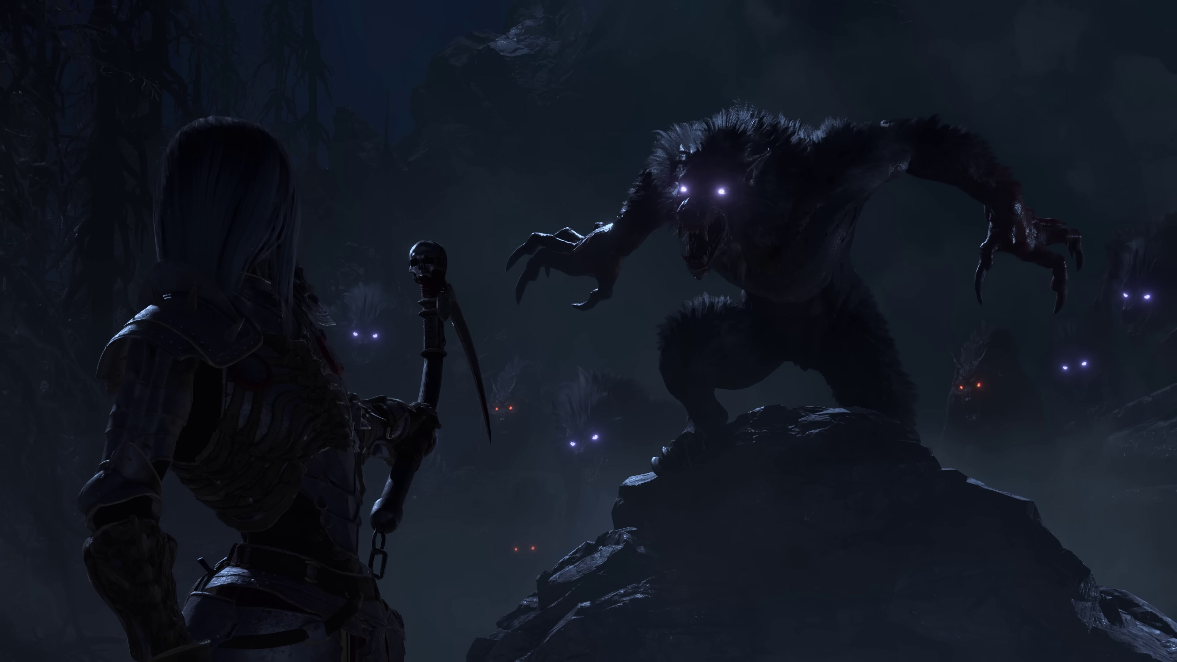 Diablo IV Necromancer Blizzard Entertainment Werewolves Video Games Glowing Eyes Digital Art 3840x2160