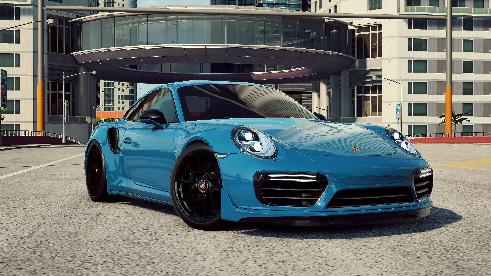 Porsche Car 4K Need For Speed Heat Street View Road City Building Turquoise Red Hot Photoshoot Front 1920x1080