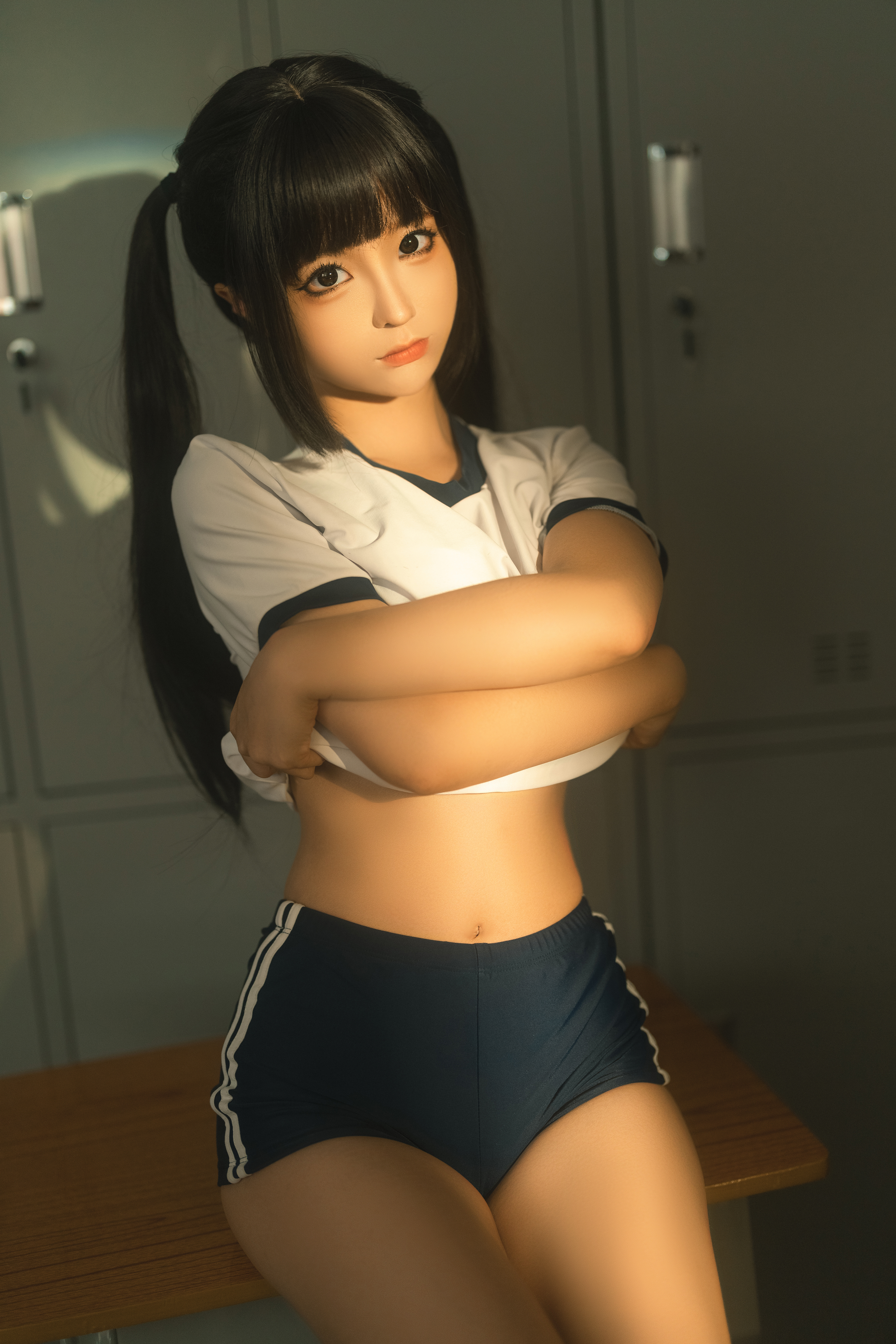 Women Model Asian Twintails Classroom Women Indoors Schoolgirl T Shirt White Tops 3200x4800