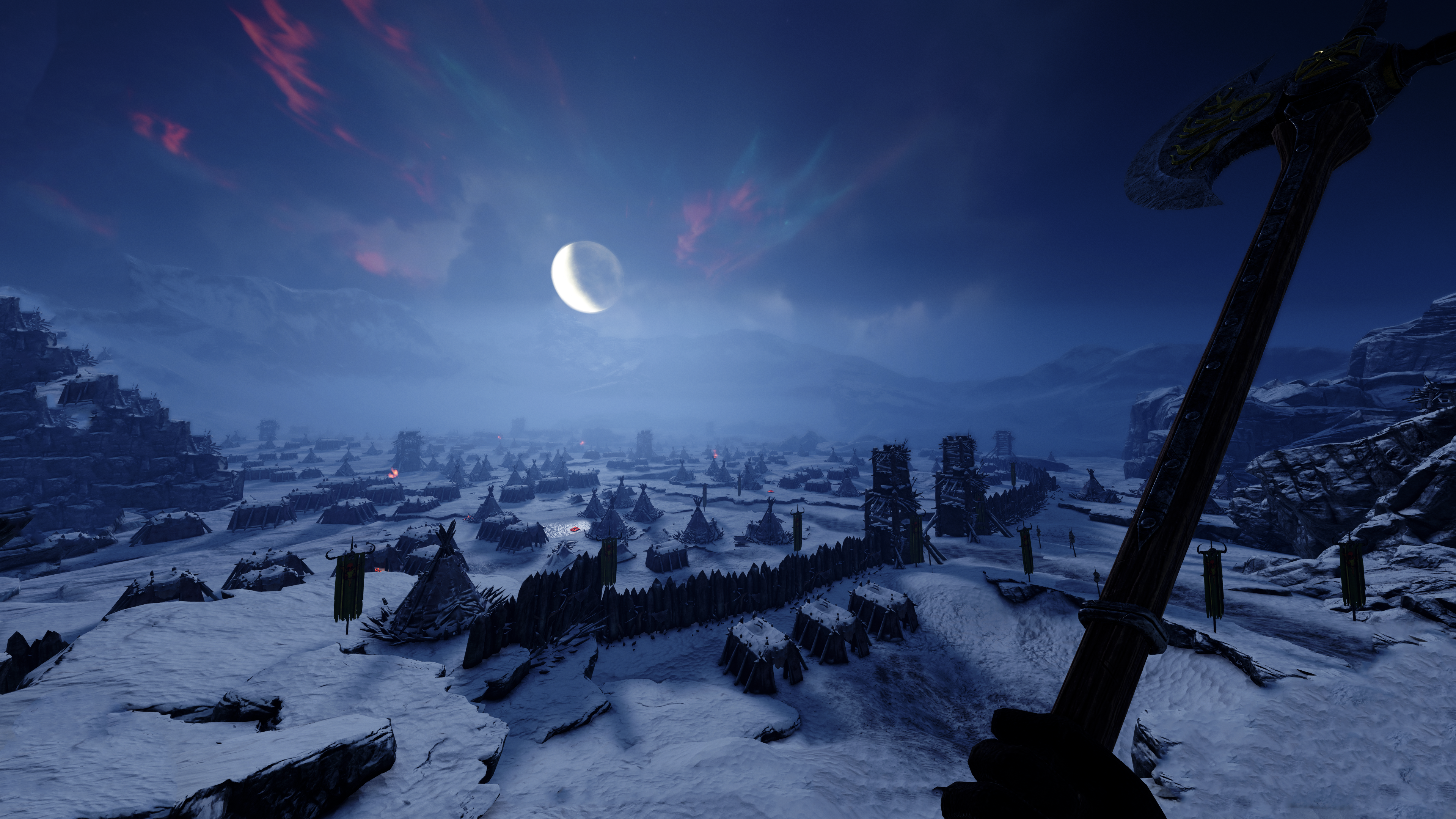 Warhammer Vermintide 2 Vermintide Moon War Snow Nordic Video Games CGi Night Sky Landscape 3839x2159