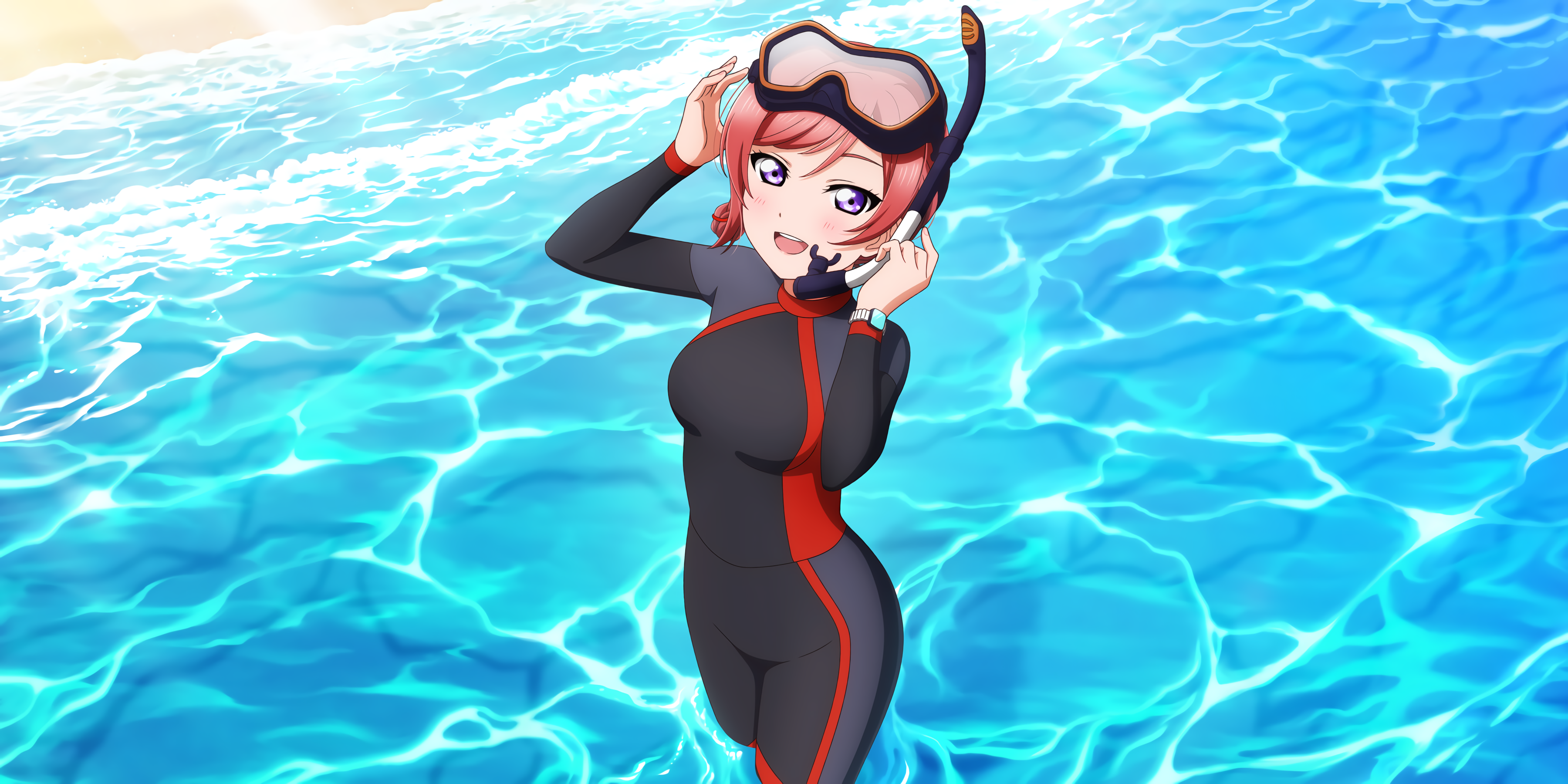 Nishikino Maki Love Live Anime Girls Water In Water Goggles 3600x1800