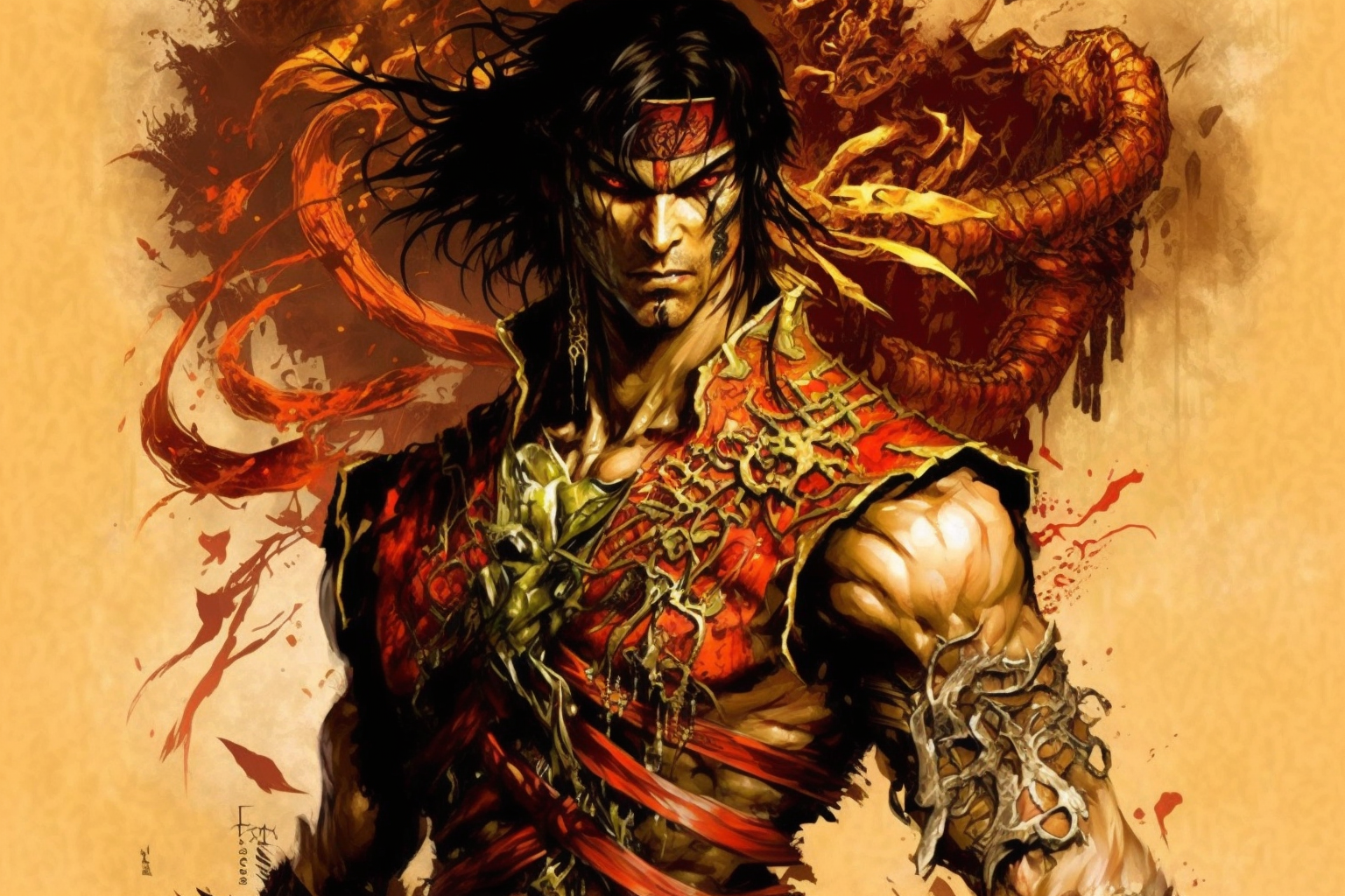 Mortal Kombat Fan Art Ai Art Midjourney Video Game Art Liu Kang Mortal Kombat Video Game Characters 1536x1024