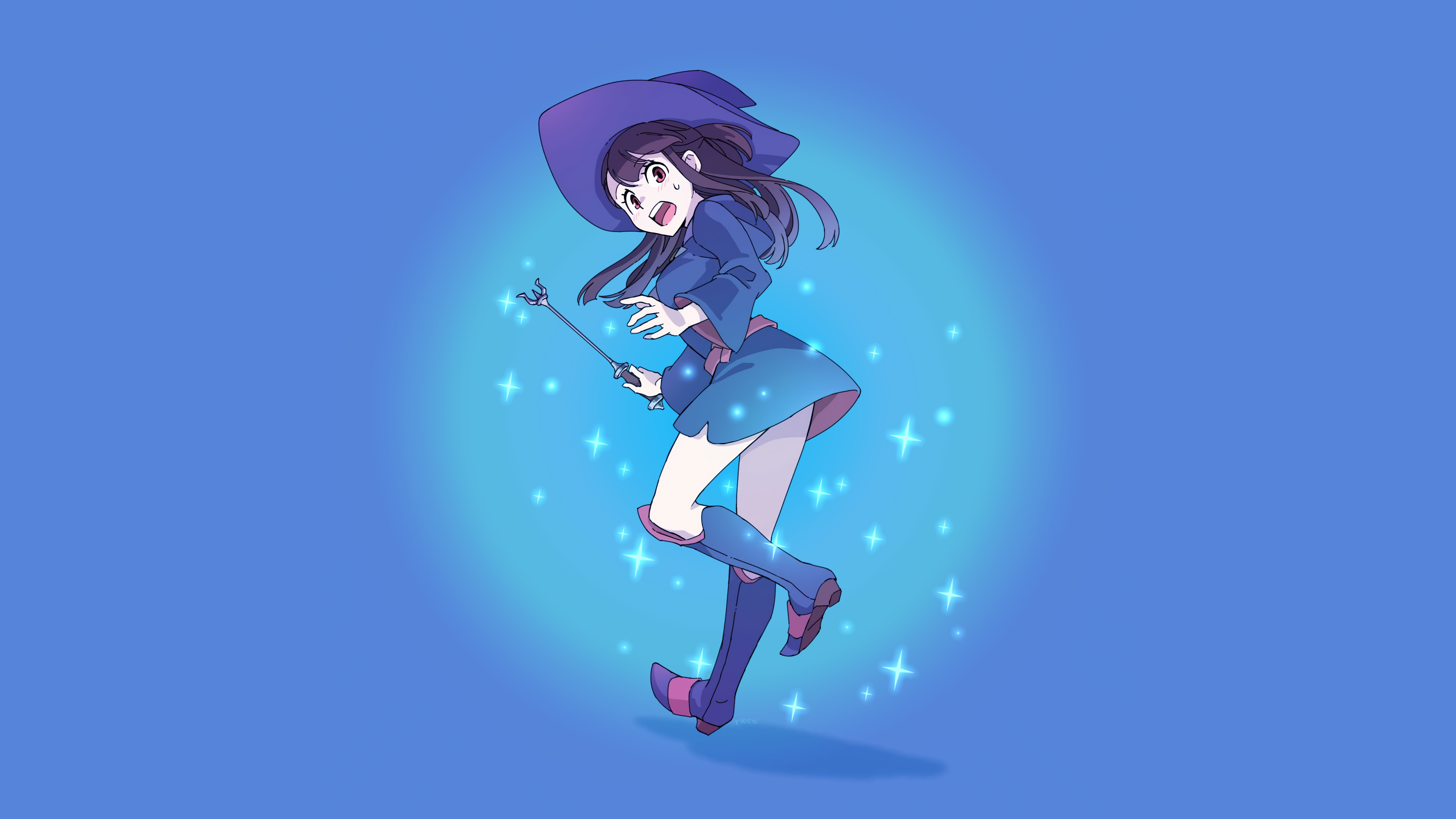 Anime Anime Girls Little Witch Academia Kagari Atsuko Boots Magic Witch Luna Nova Uniform Skirt Robe 4032x2268