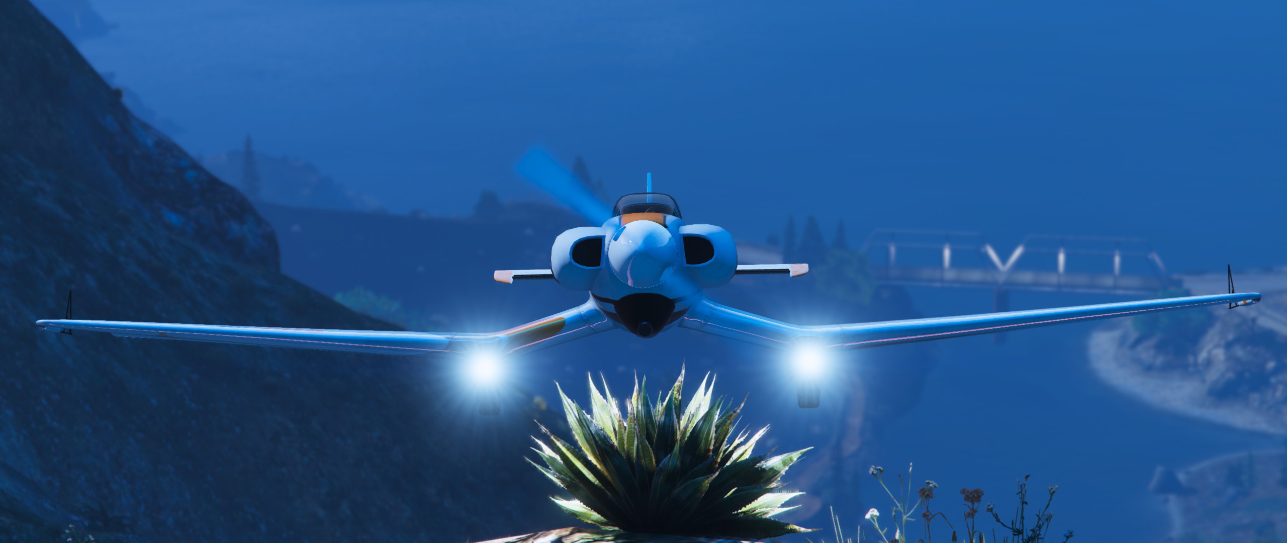 Grand Theft Auto V Planes Rockstar Games CGi Aircraft Bridge Video Games 2560x1080