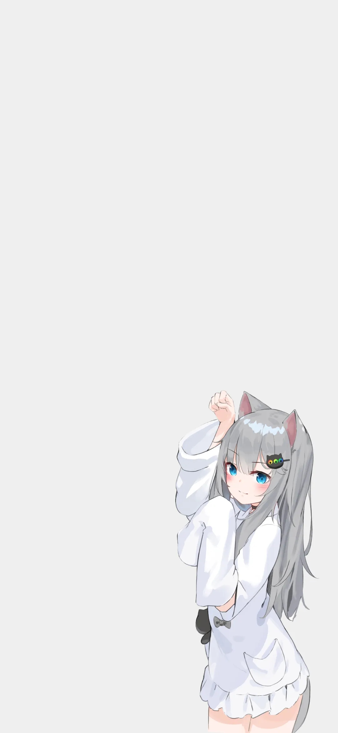 Anime Girls Anime Vertical Cat Girl Cat Ears Blushing Simple Background Minimalism 1080x2337