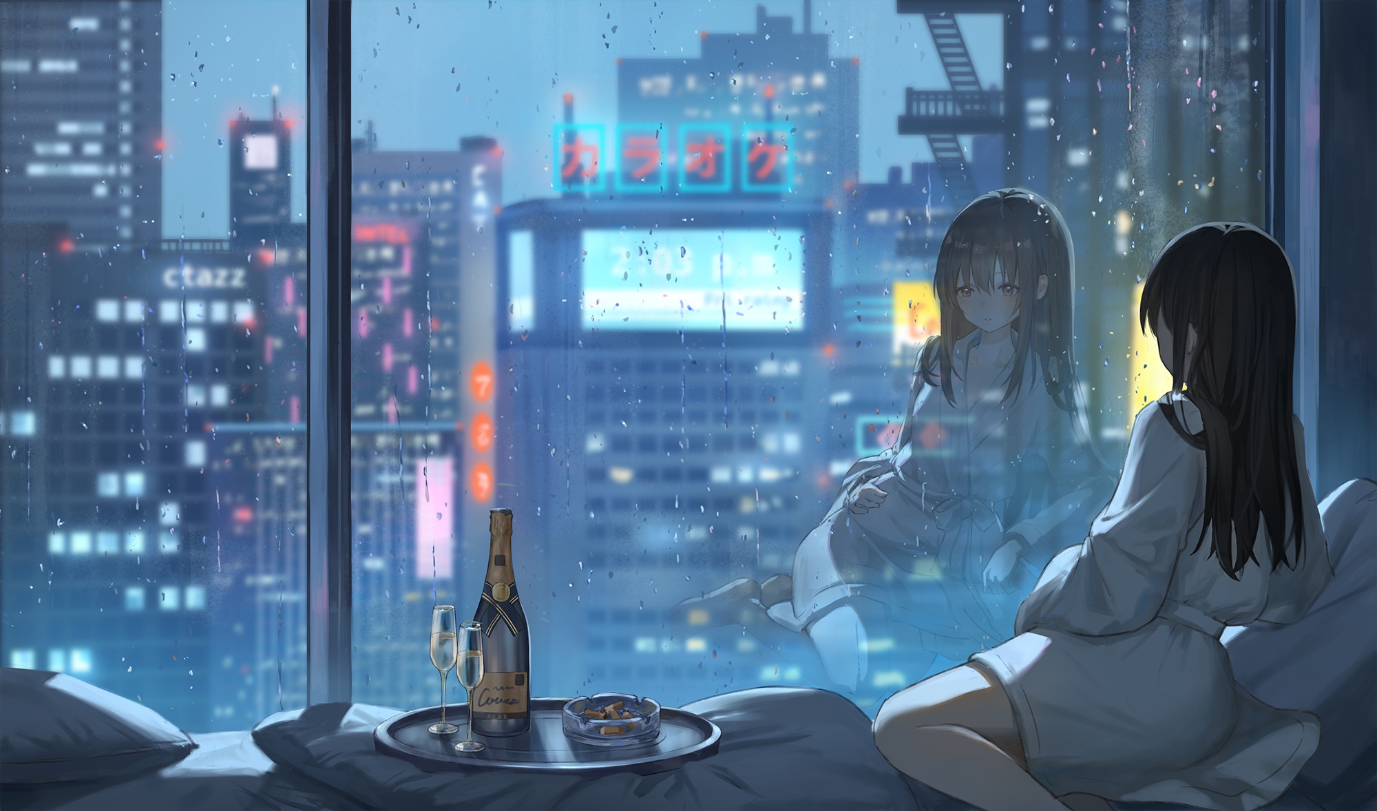 Anime Anime Girls Catzz Rain City Reflection Wallpaper -  Resolution:2000x1178 - ID:1355559 