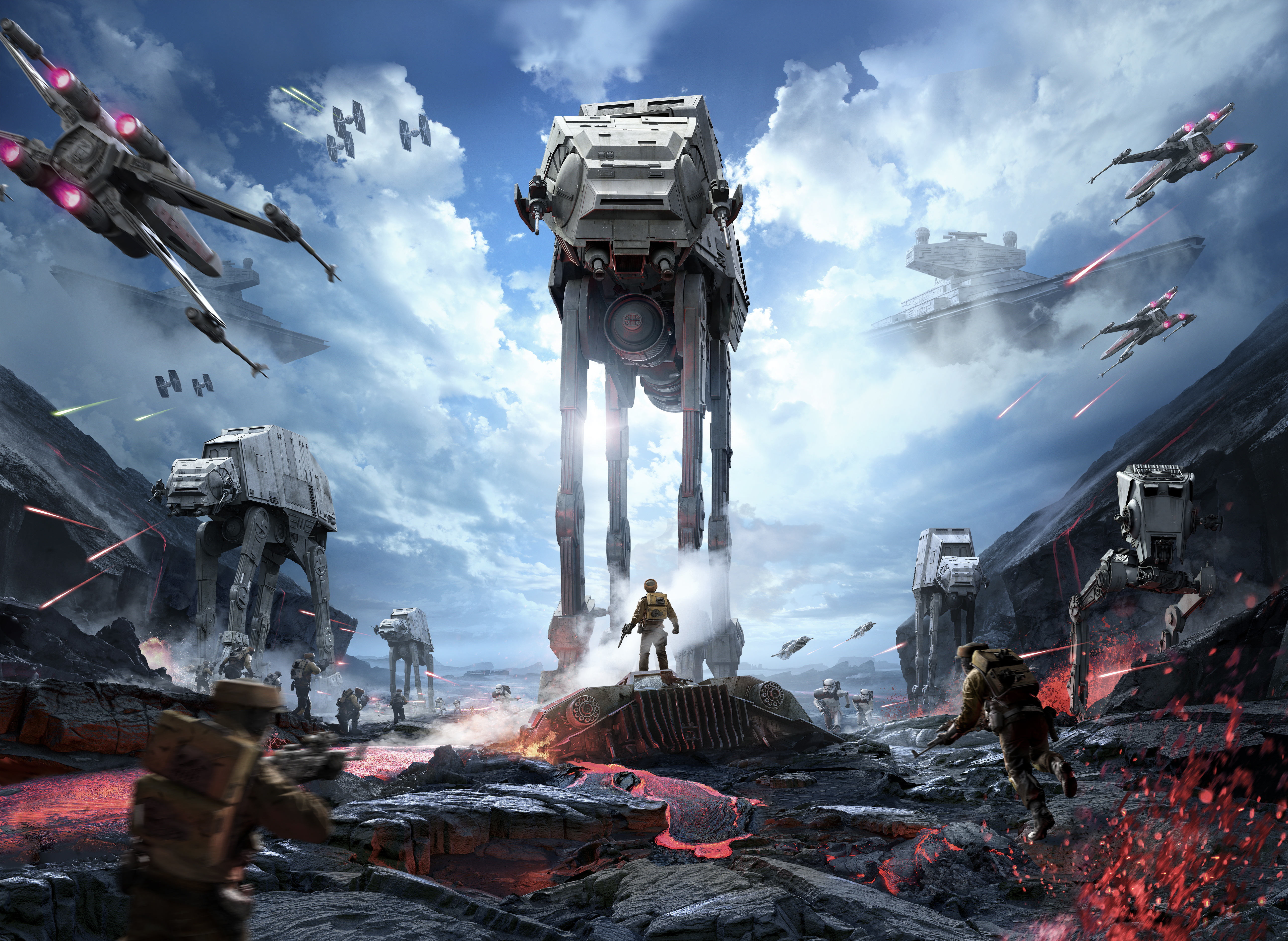 Star Wars Battlefront Video Games Star Wars AT AT X Wing Imperial Forces Clouds Sky Technology Runni 5132x3750