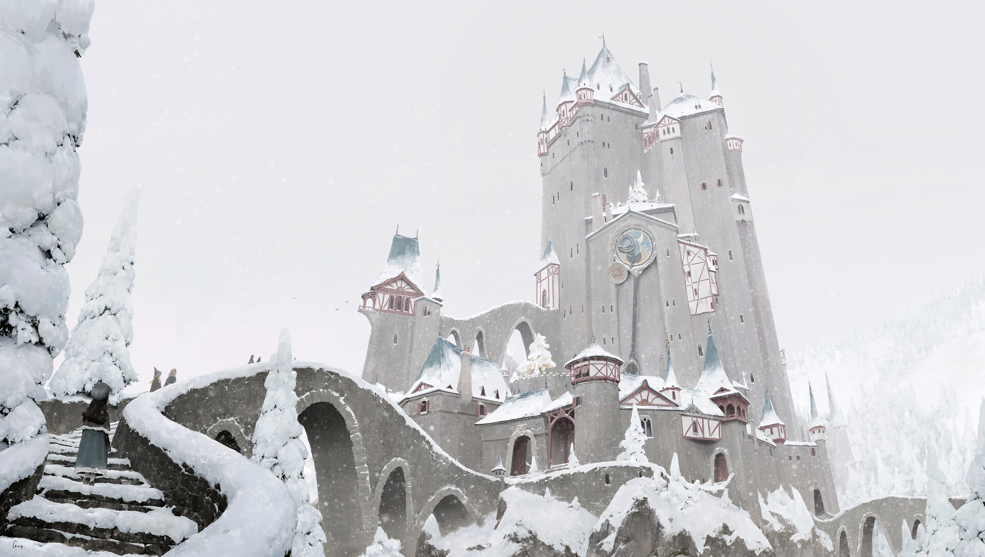 Artwork Outdoors Winter Cold Snow Fantasy Art Castle 1920x1086