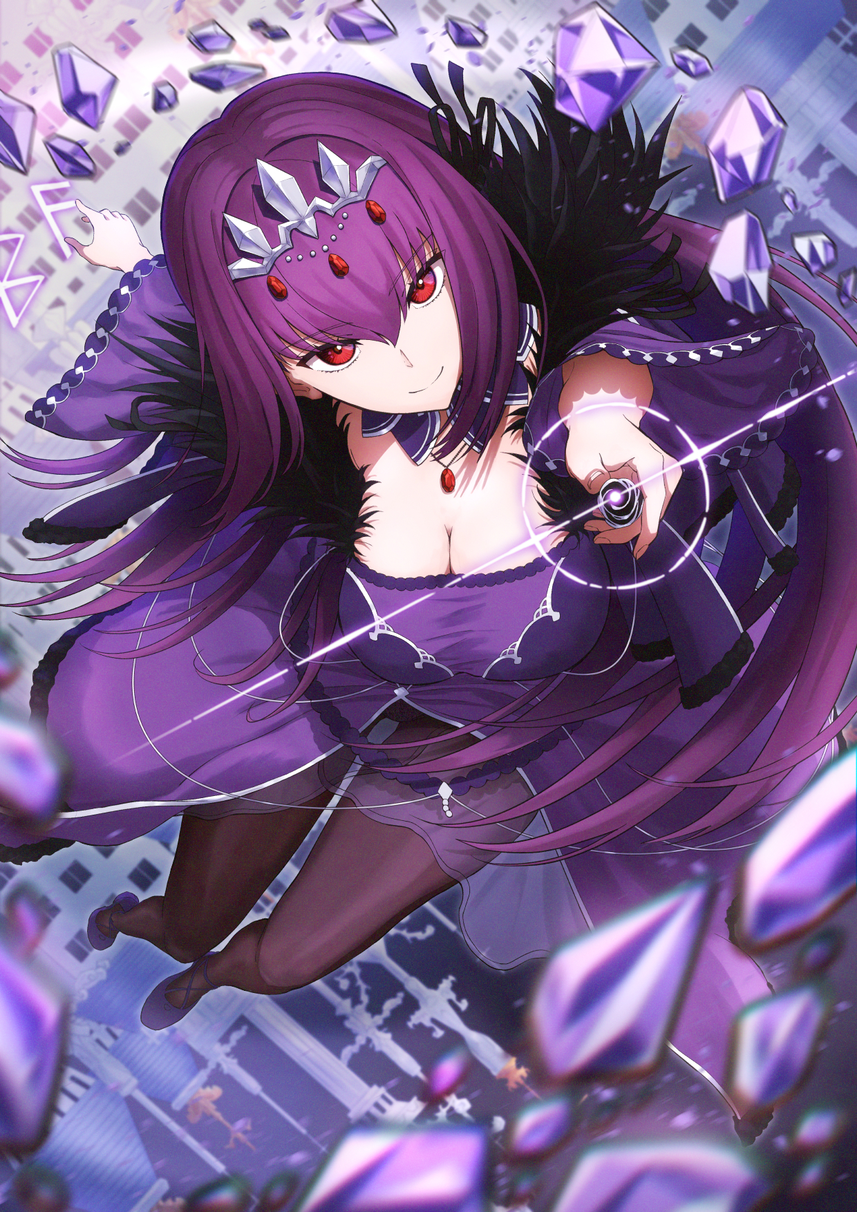 Anime Anime Girls Fate Series Fate Grand Order Solo Scathach Skadi Long Hair Purple Hair Artwork Dig 1240x1754
