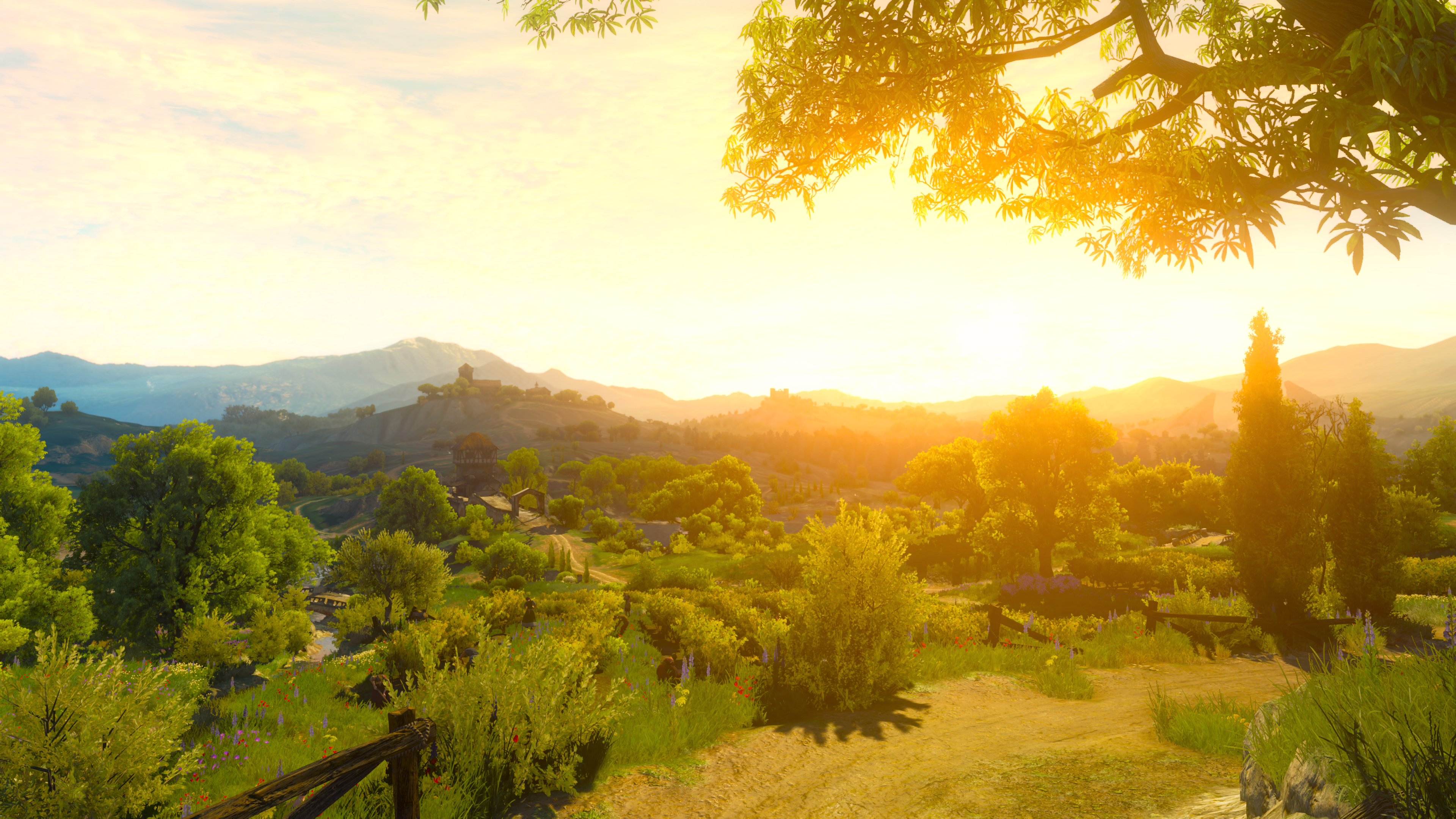 The Witcher 3 Wild Hunt The Witcher 3 Wild Hunt Blood And Wine Nature Video Games CGi Trees Sunset G 3840x2160