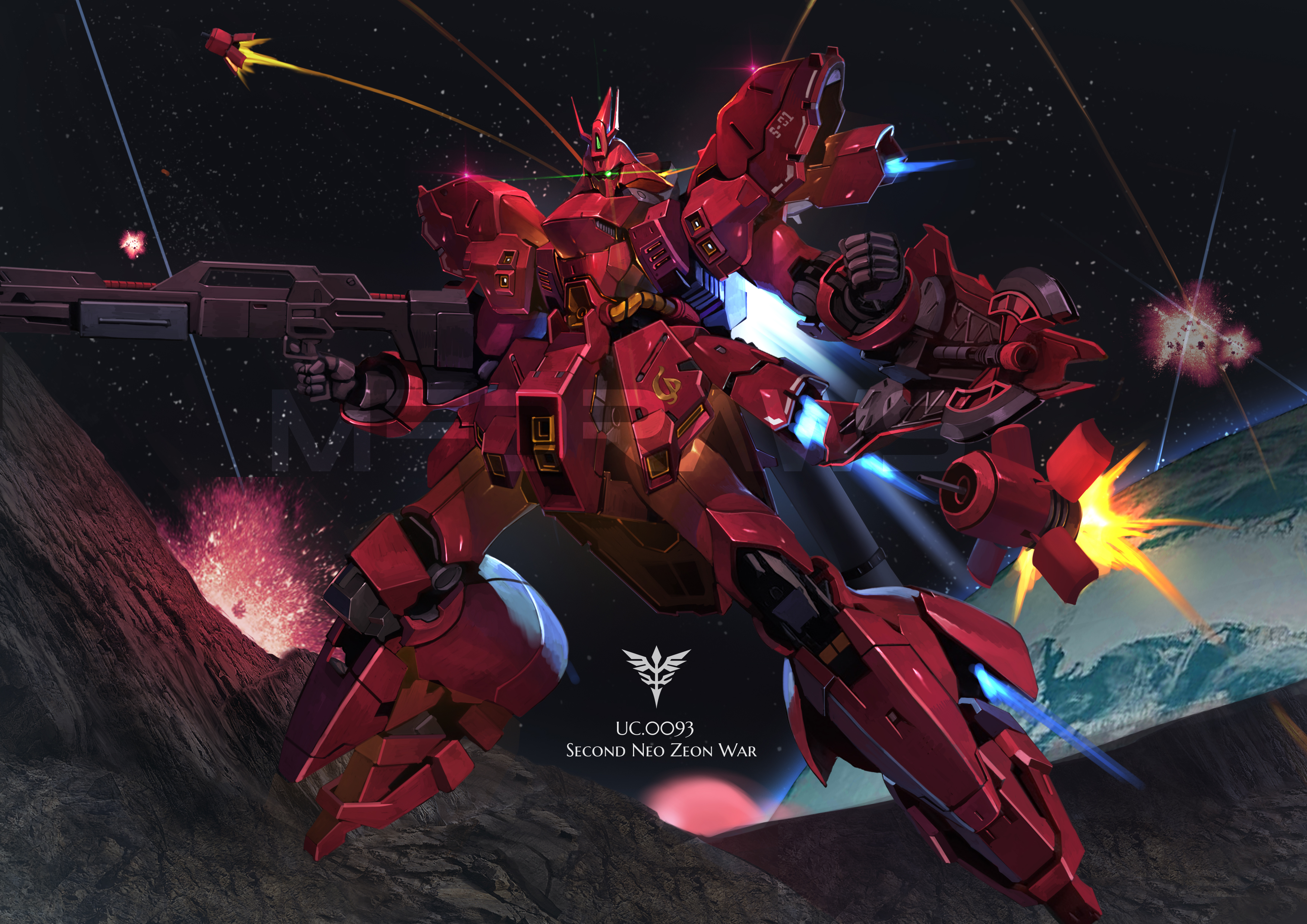 Anime Mechs Super Robot Taisen Mobile Suit Gundam Chars Counterattack Sazabi Mobile Suit Artwork Dig 3508x2480