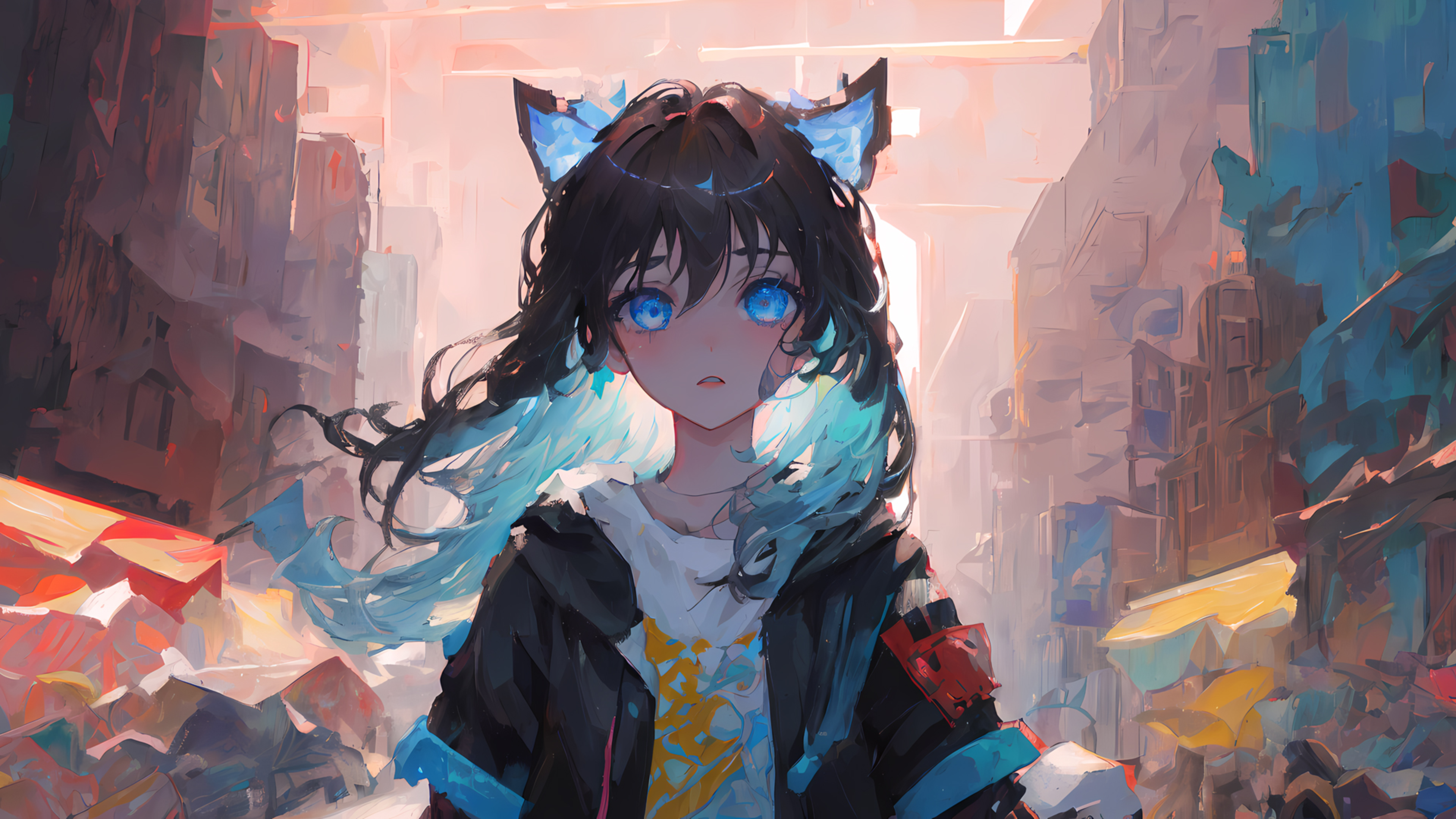 Girls Frontline Dong Fang Project Ai Art Anime Girls Blue Eyes Looking At Viewer Animal Ears Two Ton 3840x2160